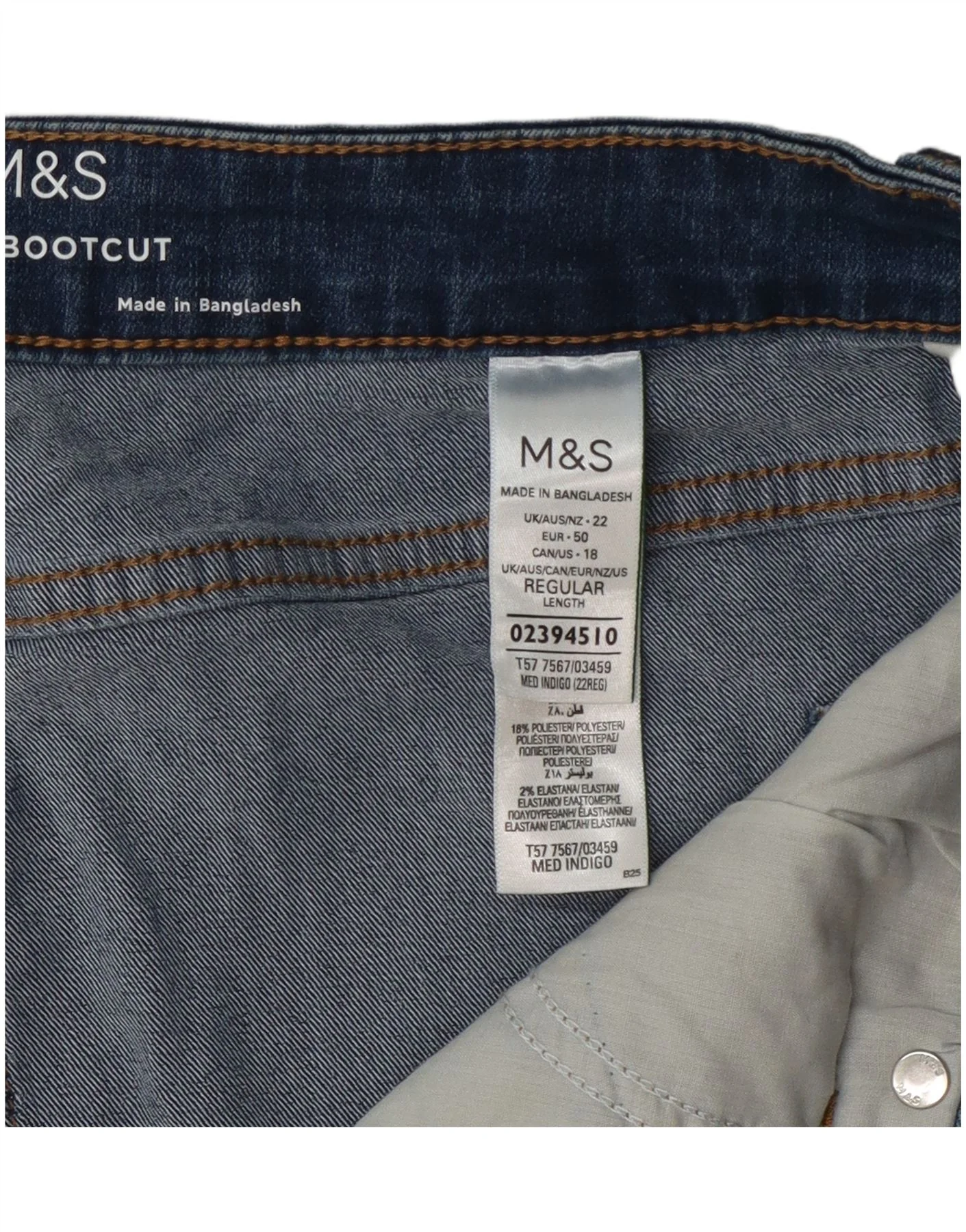 Marks & Spencer Womens Eva High Waist Bootcut Jeans UK 22 3XL W42 L30 Blue - Image 3