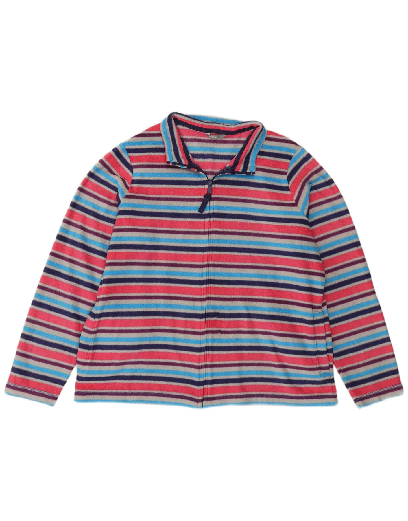 Marks & Spencer Womens Fleece Jacket UK 18 XL Multicoloured Striped Sports