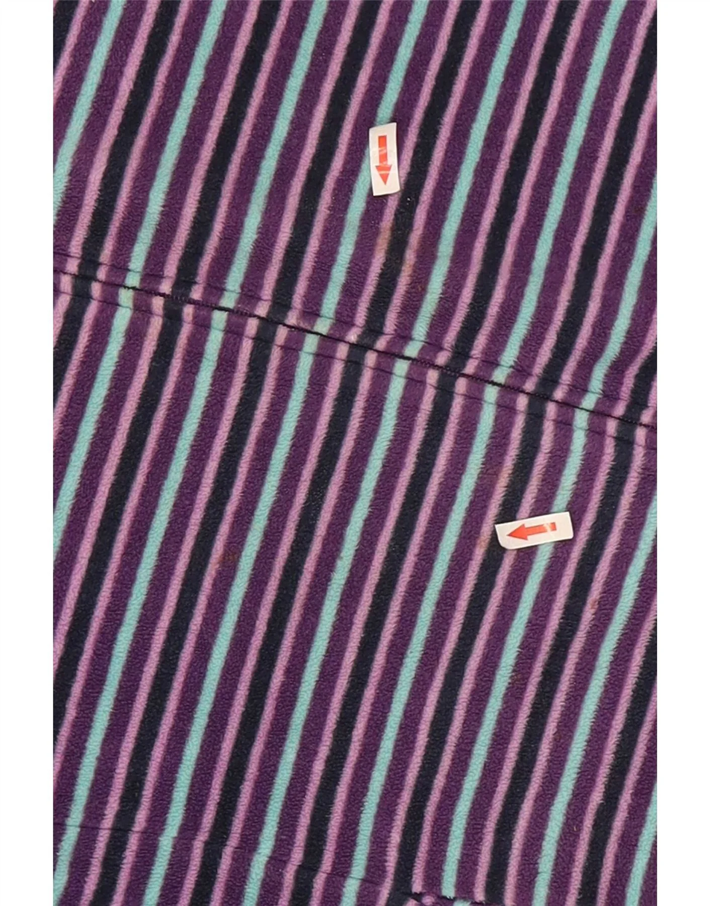 Marks & Spencer Womens Fleece Jacket UK 22 2XL Purple Striped Polyester - Image 5