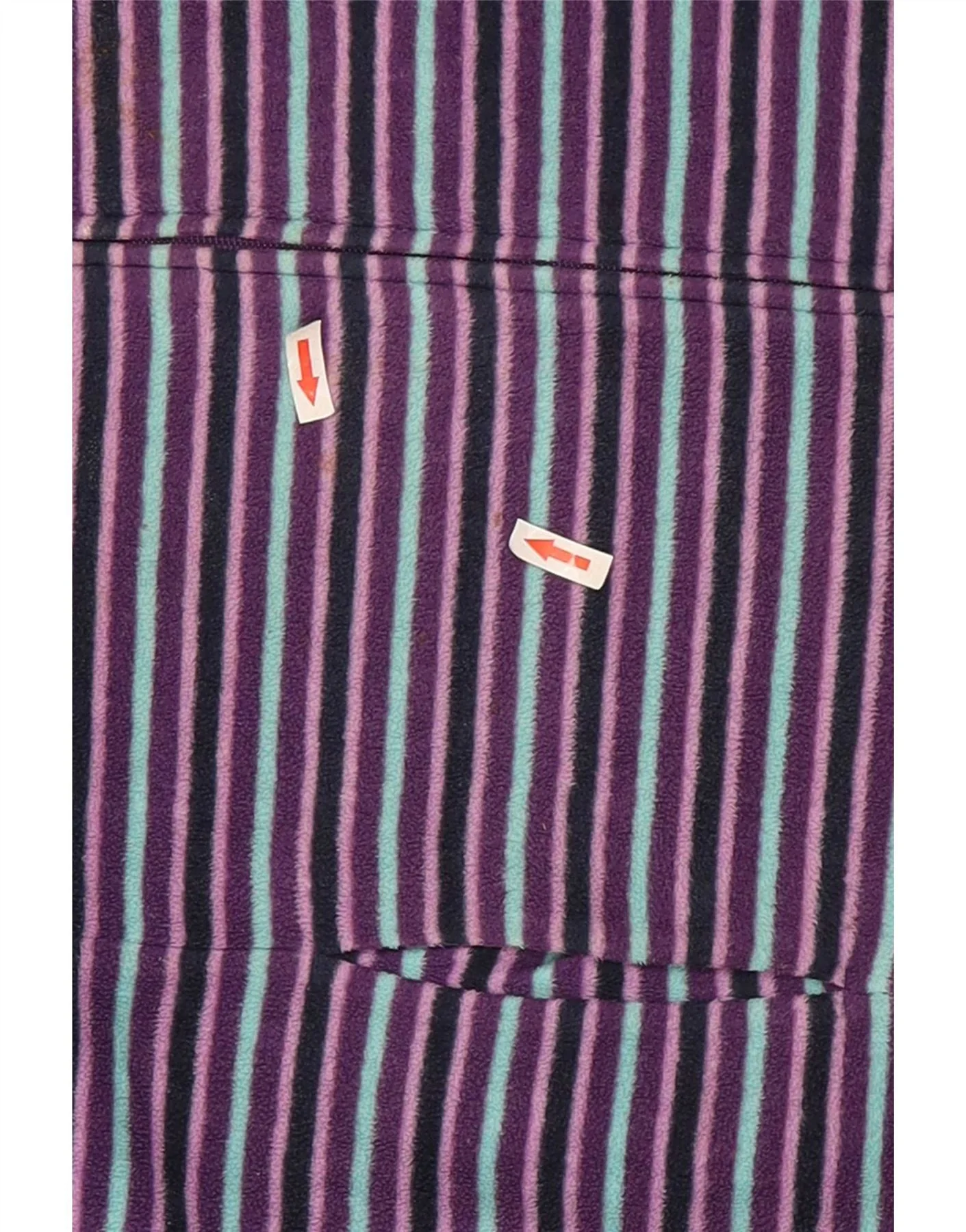 Marks & Spencer Womens Fleece Jacket UK 22 2XL Purple Striped Polyester - Image 7