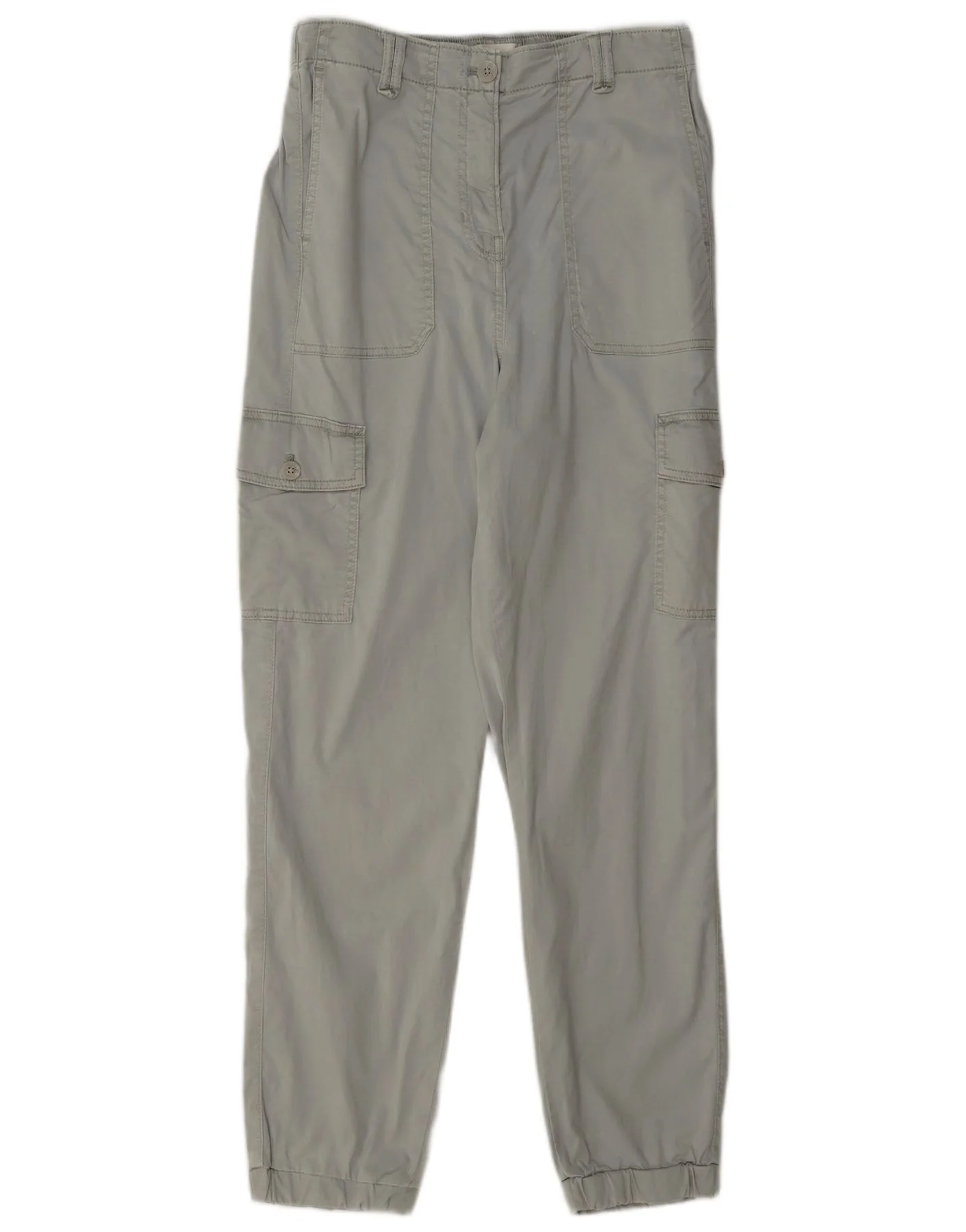 Marks & Spencer Womens High Waist Cargo Trousers UK 10 Small W27 L29 Grey