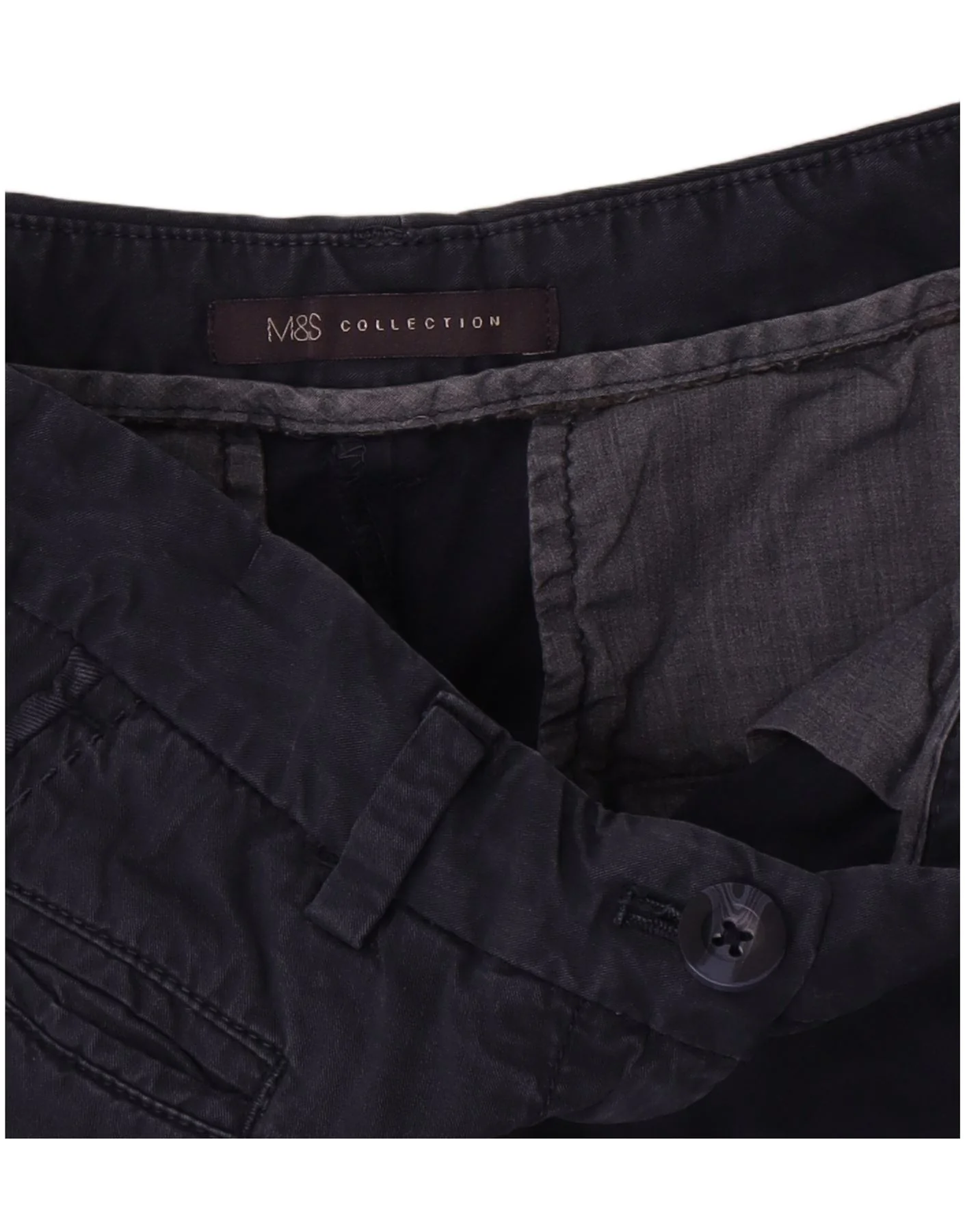 Marks & Spencer Womens High Waist Chino Shorts W28 Medium Navy Blue - Image 3