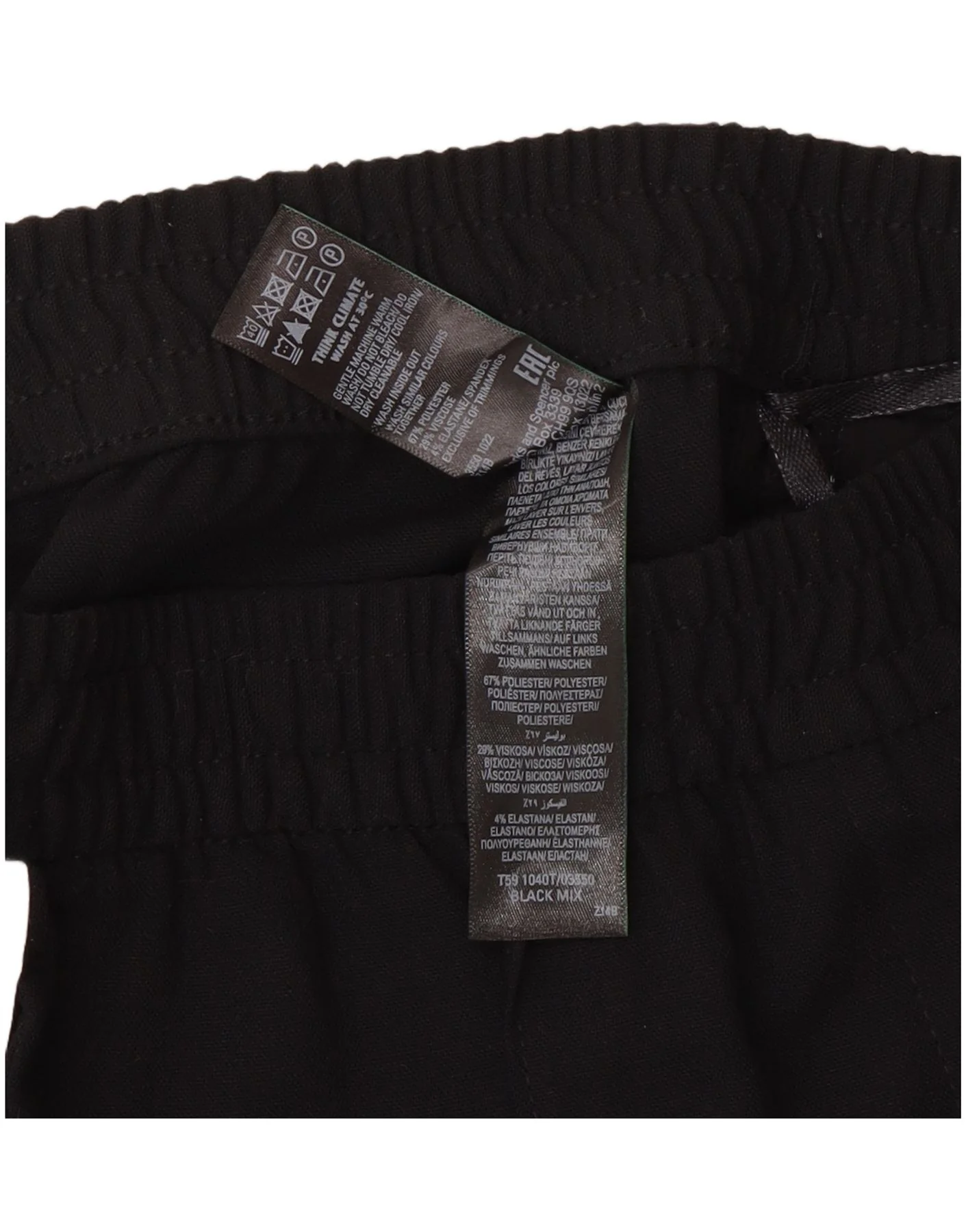 Marks & Spencer Womens High Waist Trousers UK 8 Small W26 L28 Black Striped - Image 3