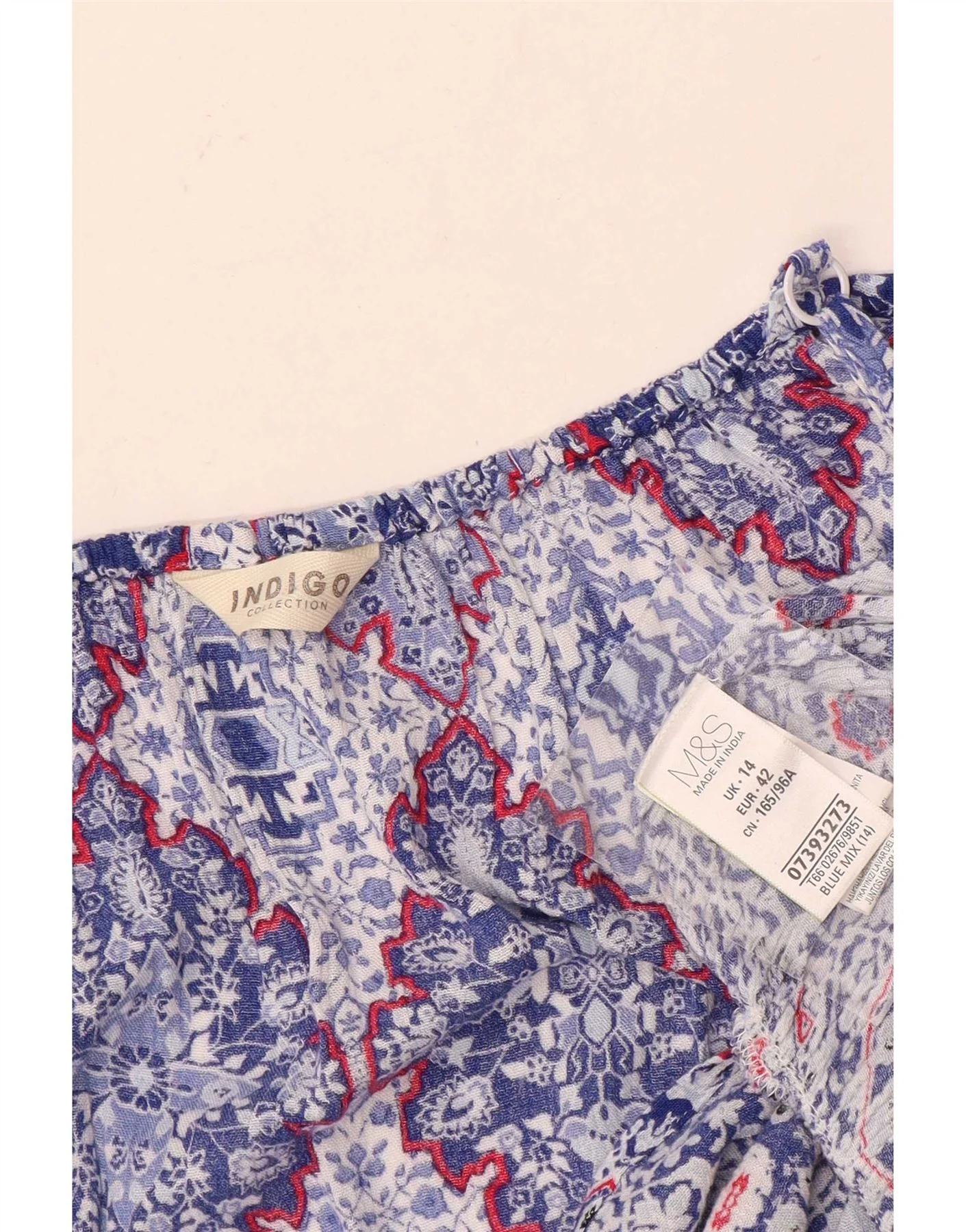 Marks & Spencer Womens Indigo Off Shoulder Top UK 14 Large Blue Floral - Image 4