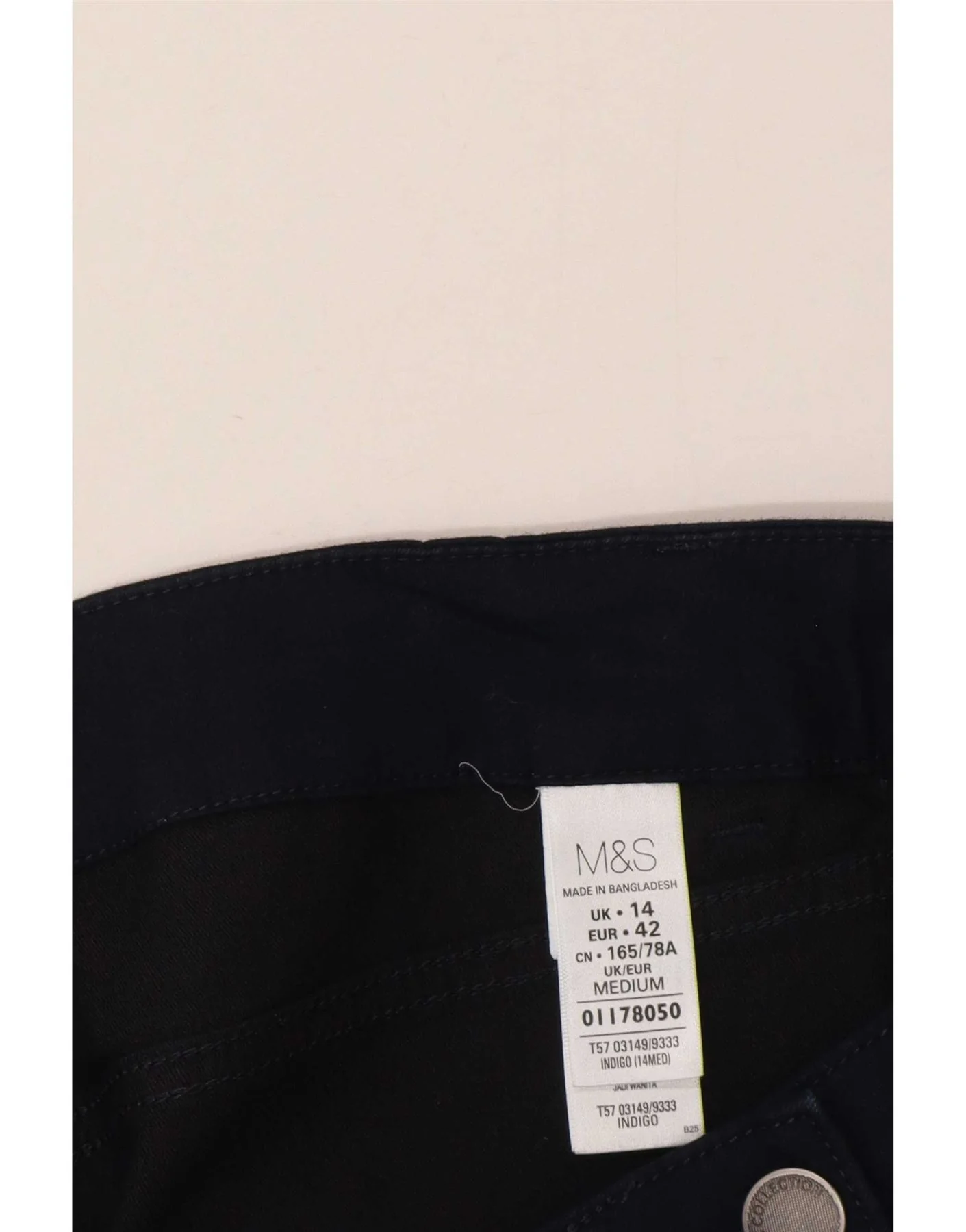 Marks & Spencer Womens Jegging Jeans UK 14 Medium W30 L30 Navy Blue Cotton - Image 4