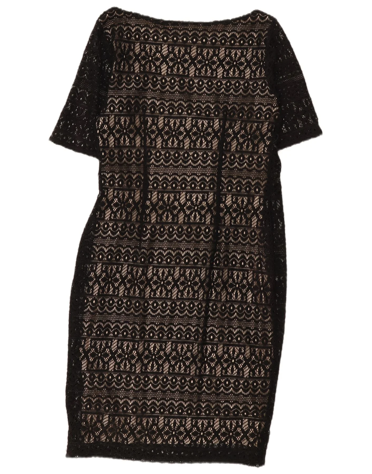 Marks & Spencer Womens Lace Sheath Dress UK 12 Medium Black Floral - Image 2