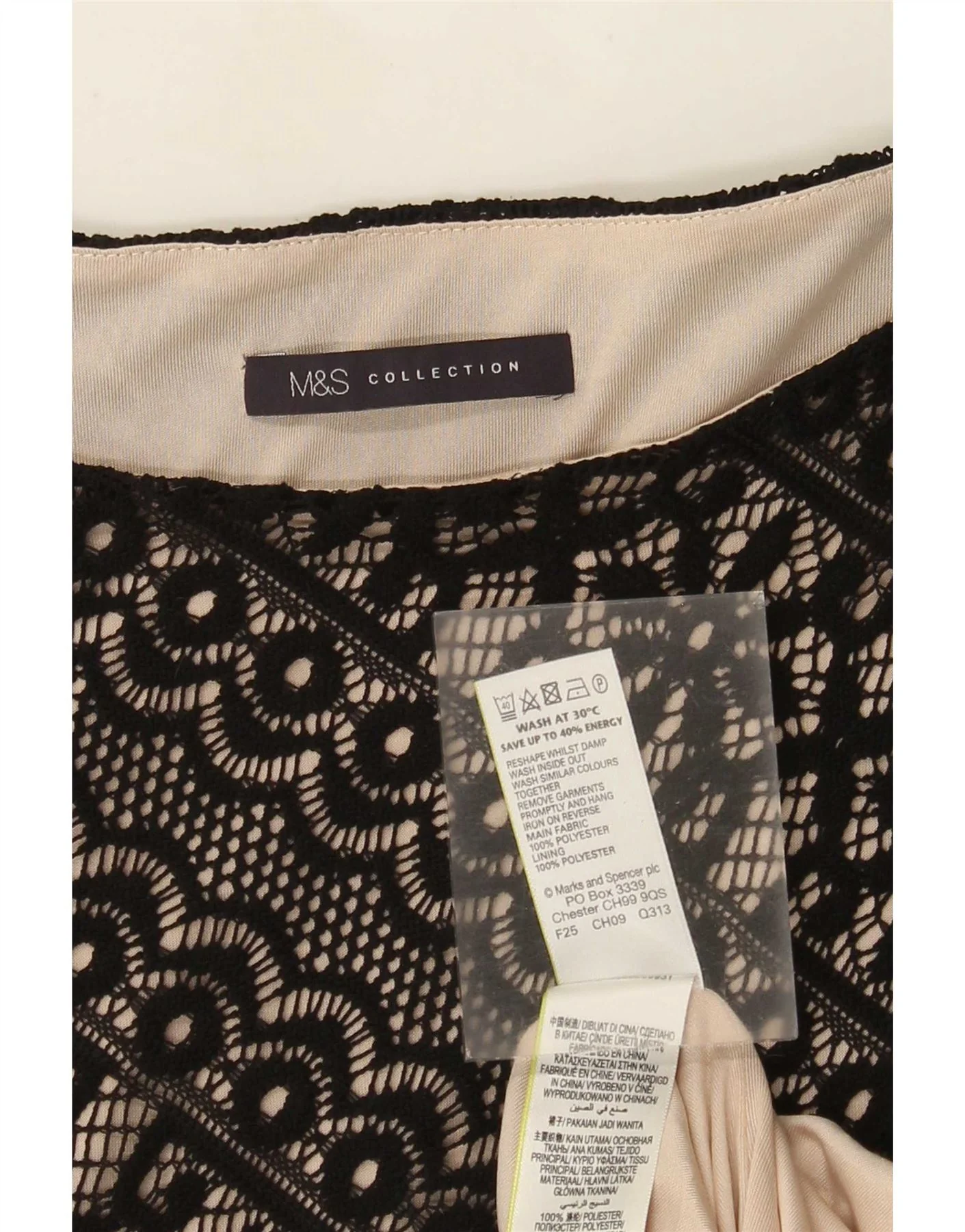 Marks & Spencer Womens Lace Sheath Dress UK 12 Medium Black Floral - Image 3