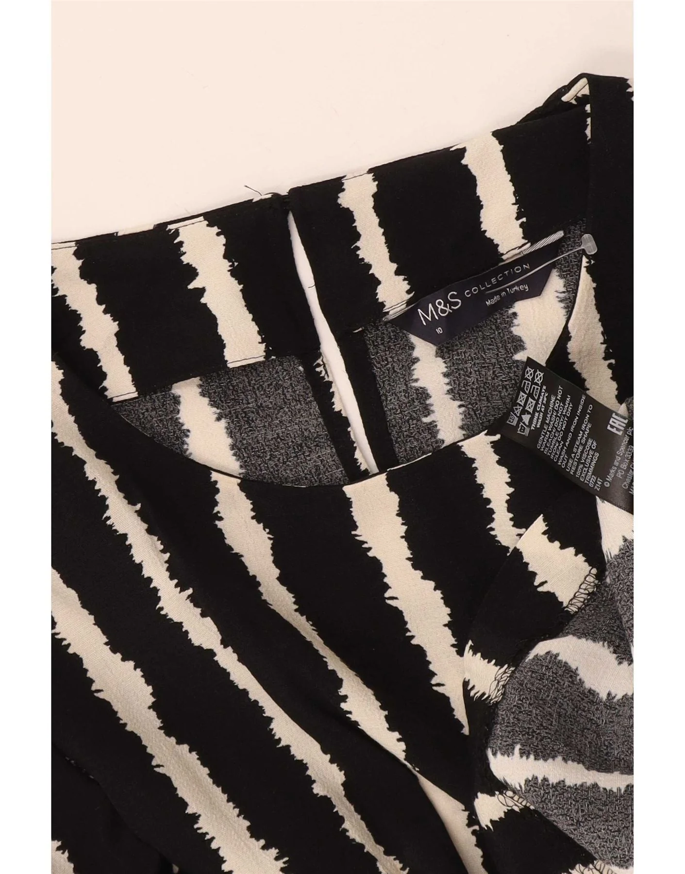 Marks & Spencer Womens Long Sleeve Blouse Top UK 10 Small Black Striped - Image 3