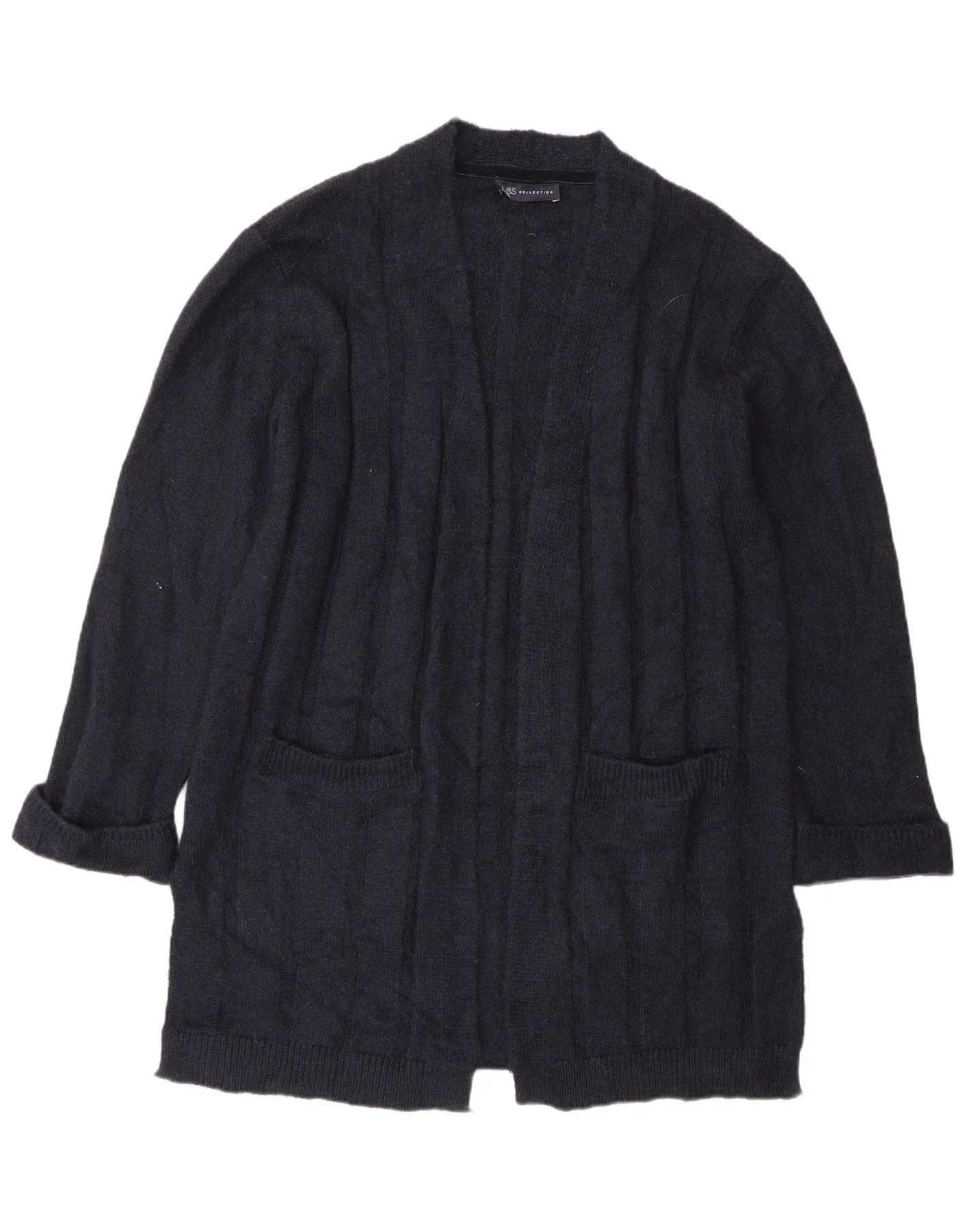 Marks & Spencer Womens Longline Cardigan Sweater UK 14 Medium Navy Blue
