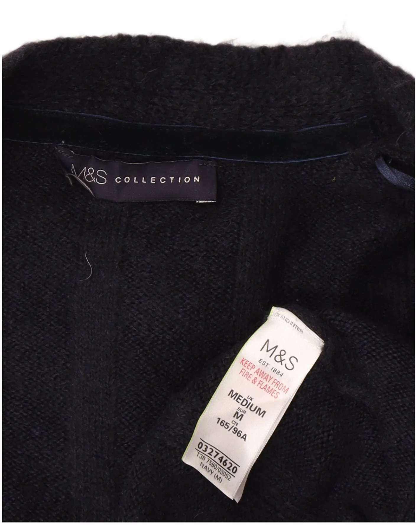 Marks & Spencer Womens Longline Cardigan Sweater UK 14 Medium Navy Blue - Image 4