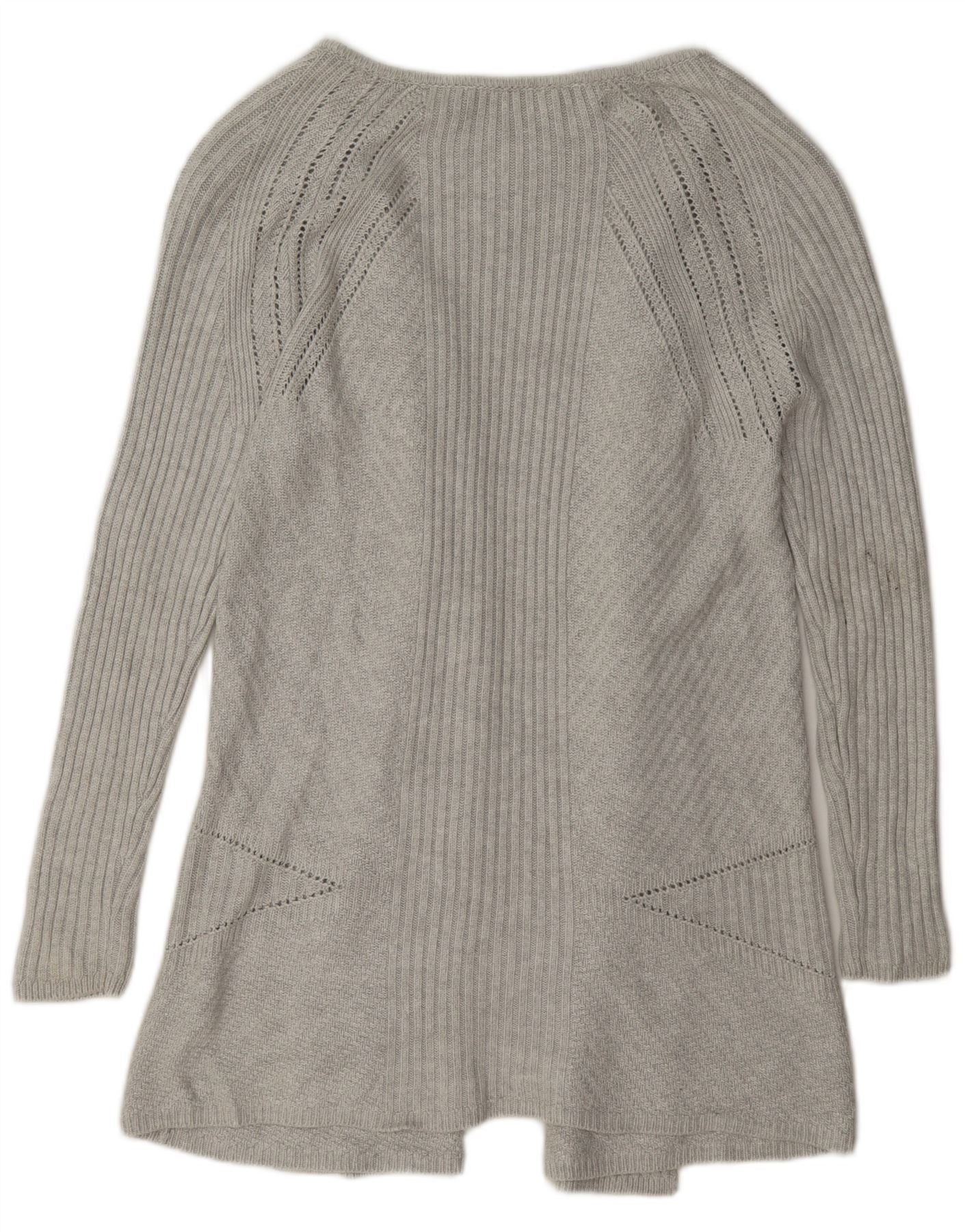 Marks & Spencer Womens Longline Open Cardigan Sweater UK 10 Small Grey - Image 2