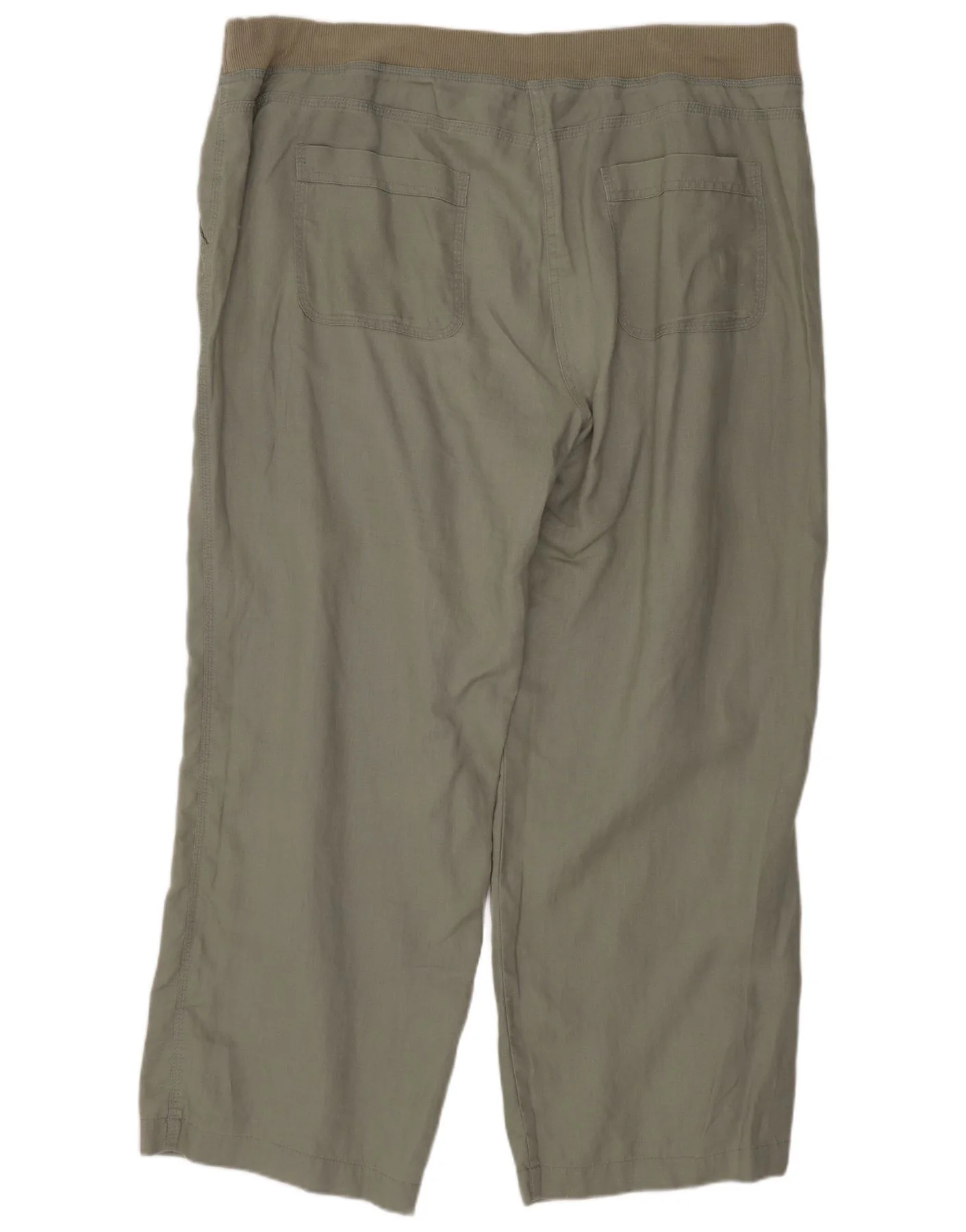 Marks & Spencer Womens Loose Fit Casual Trousers UK 16 Large W38 L27 Khaki - Image 2