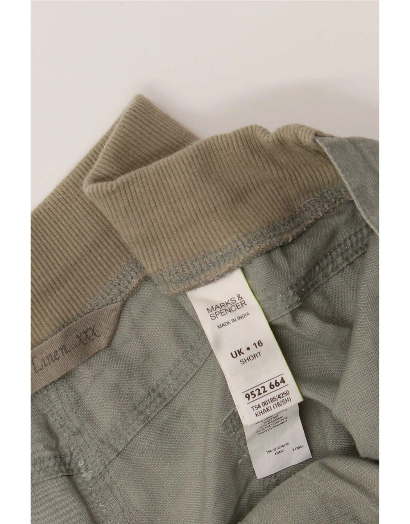 Marks & Spencer Womens Loose Fit Casual Trousers UK 16 Large W38 L27 Khaki - Image 4