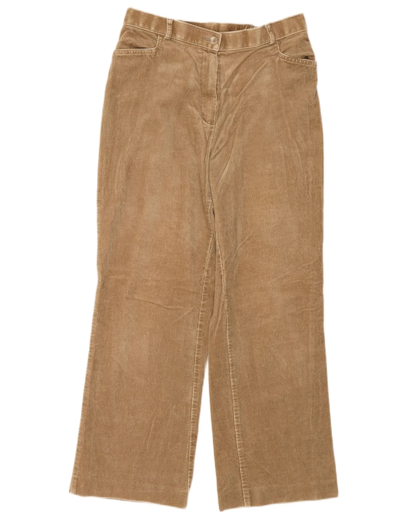 Marks & Spencer Womens Loose Fit Corduroy Trousers UK 14 Medium W30 L28 Bei