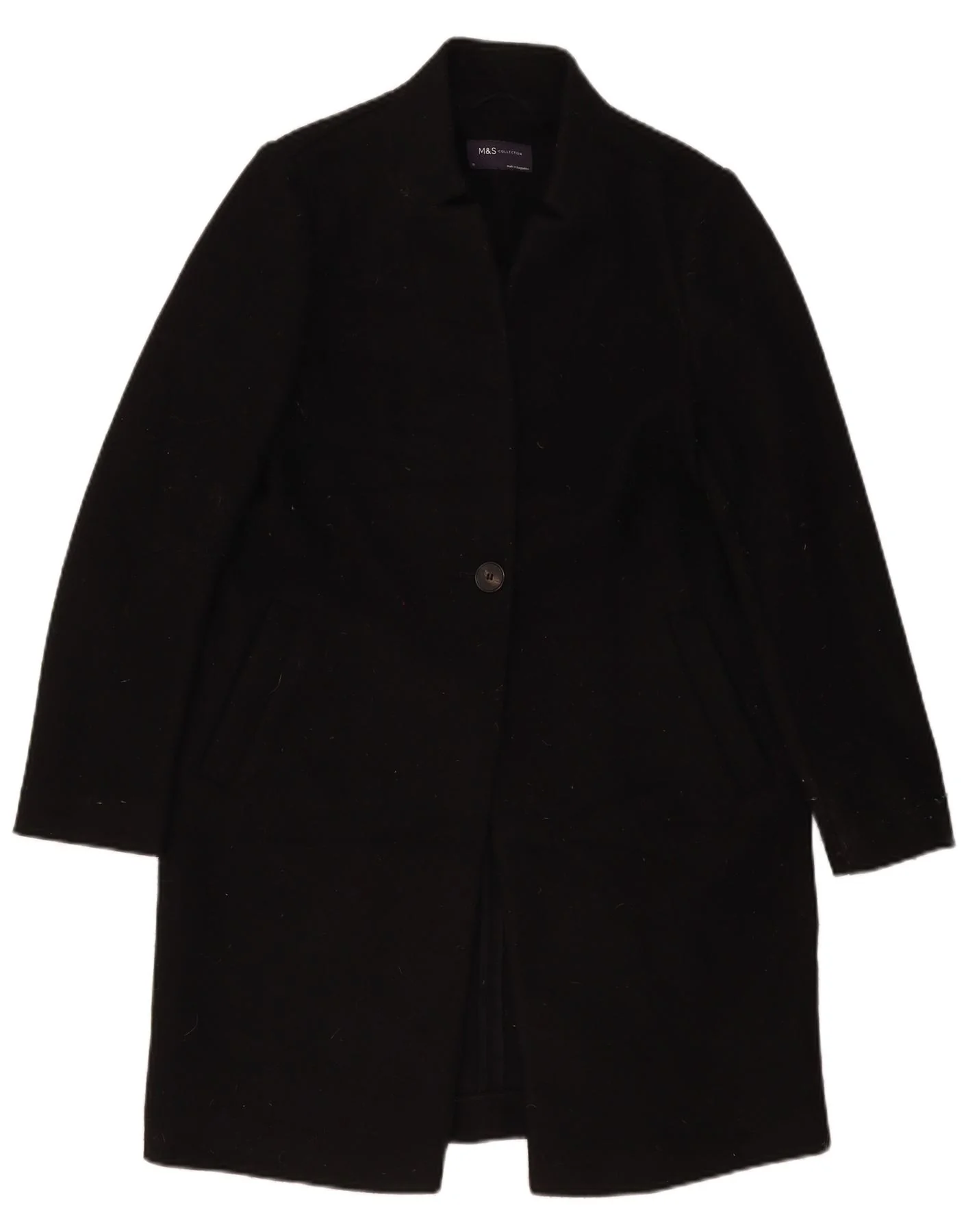 Marks & Spencer Womens Overcoat UK 10 Small Black Polyester