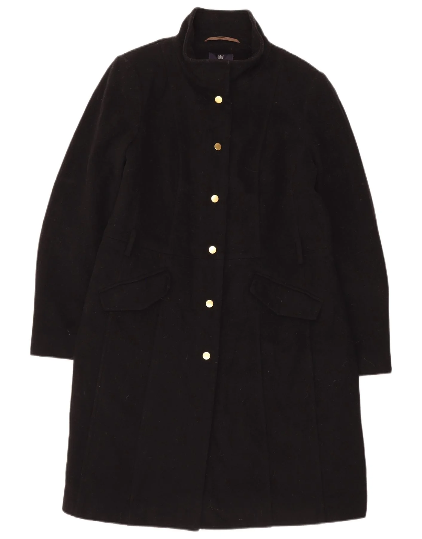 Marks & Spencer Womens Overcoat UK 14 Large Black Wool
