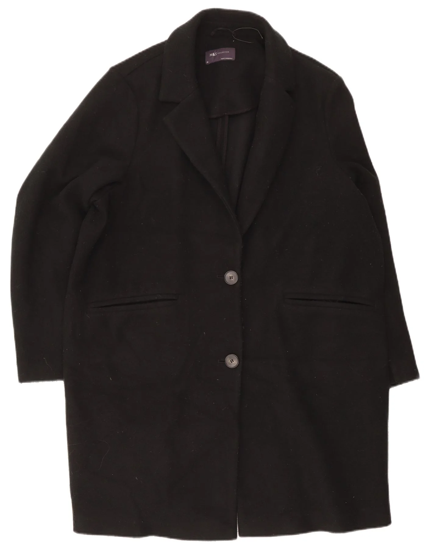 Marks & Spencer Womens Overcoat UK 20 2XL Black Polyester