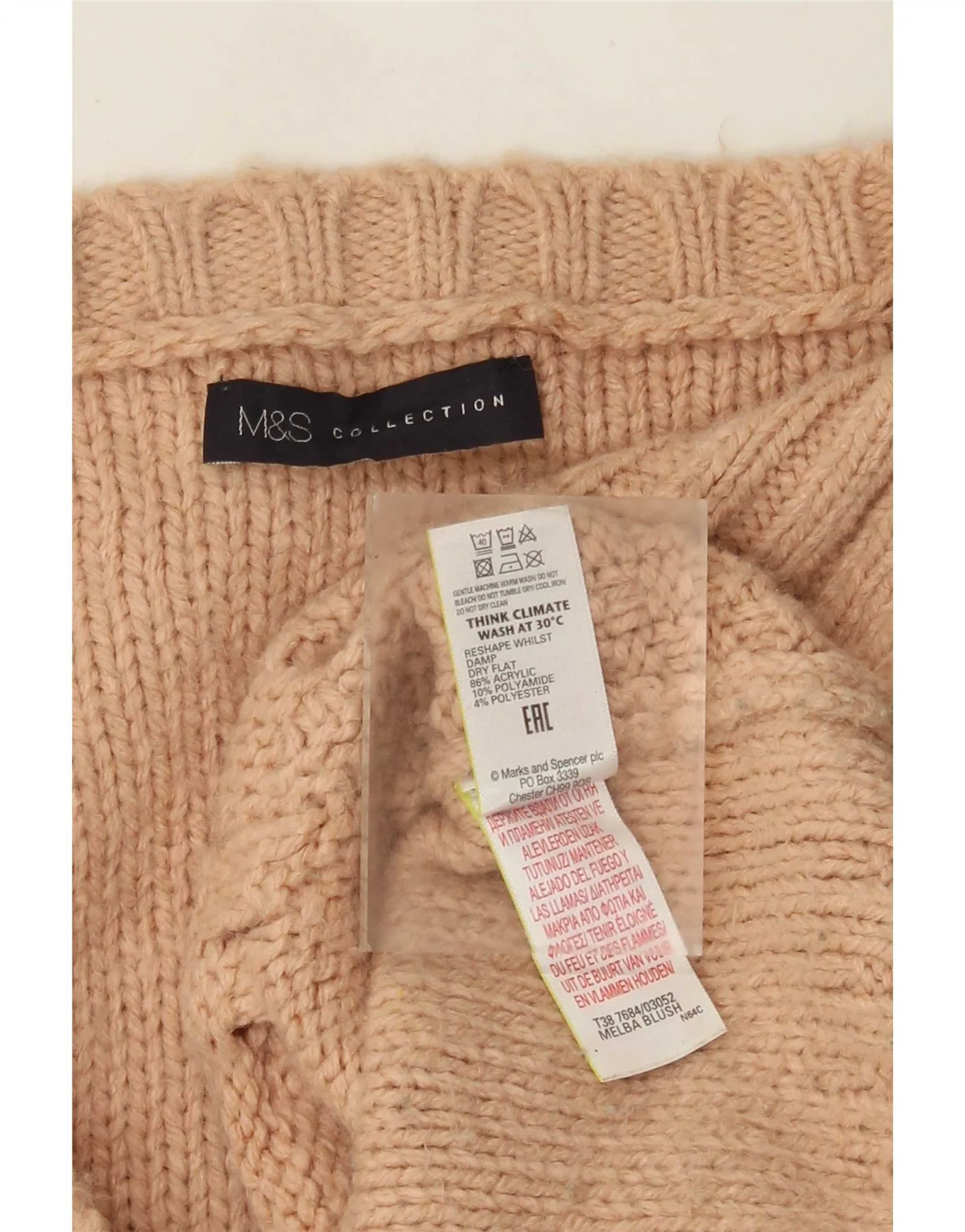 Marks & Spencer Womens Oversized Cardigan Sweater UK 18 XL Beige Acrylic - Image 4