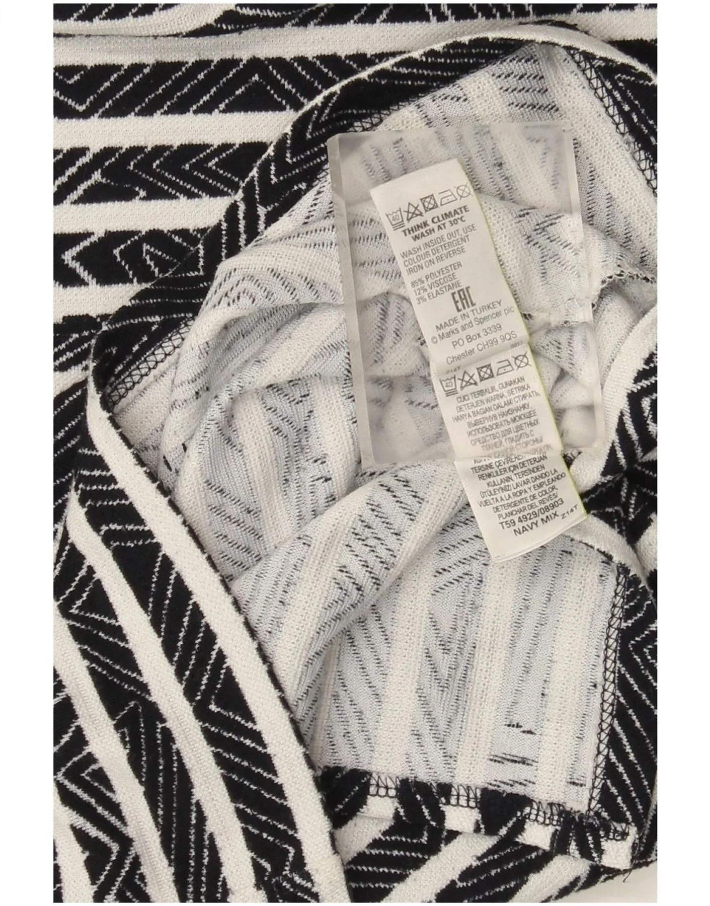 Marks & Spencer Womens Pencil Skirt UK 8 Small W28 Navy Blue Striped - Image 4
