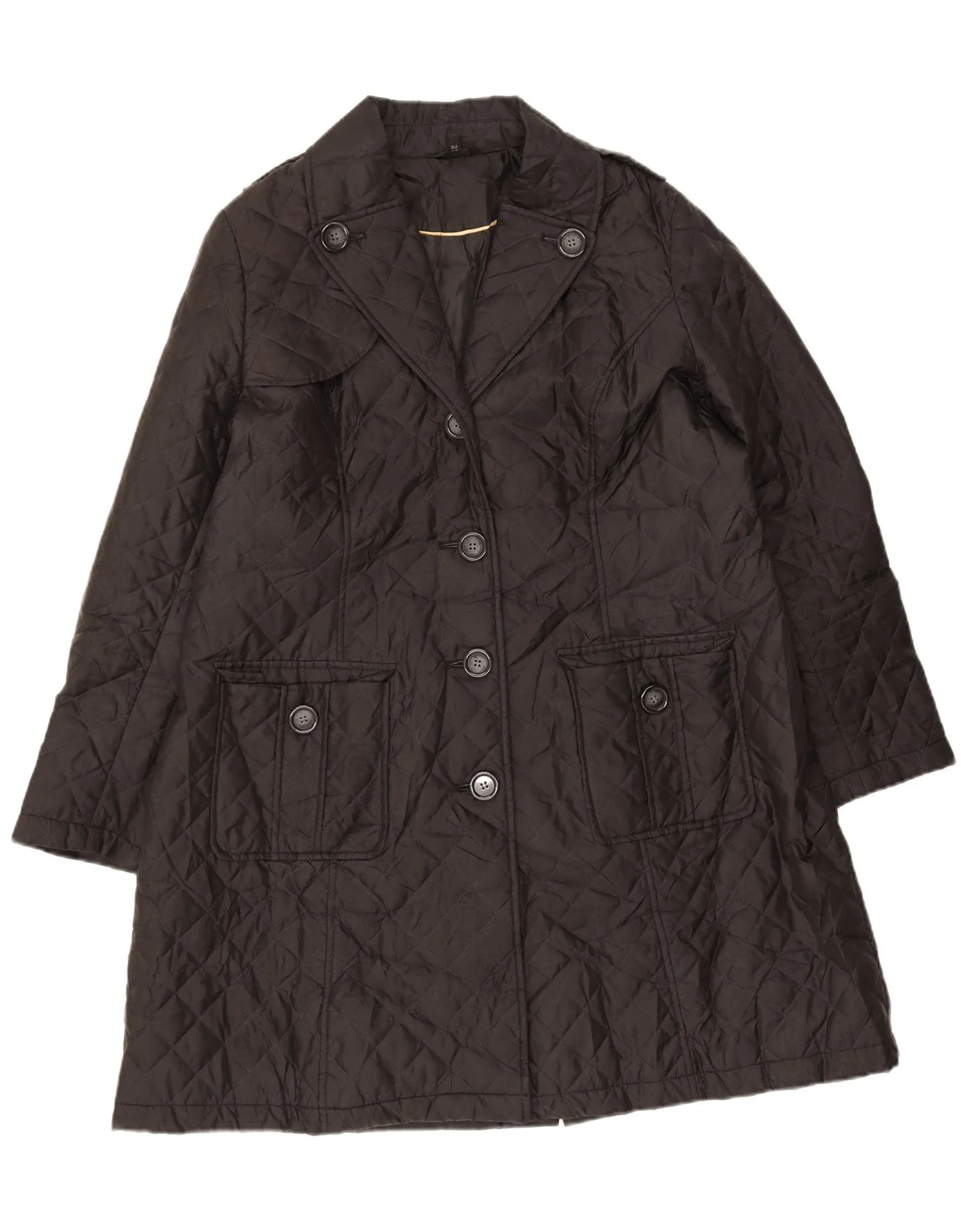 Marks & Spencer Womens Quilted Overcoat UK 18 XL Black Polyester