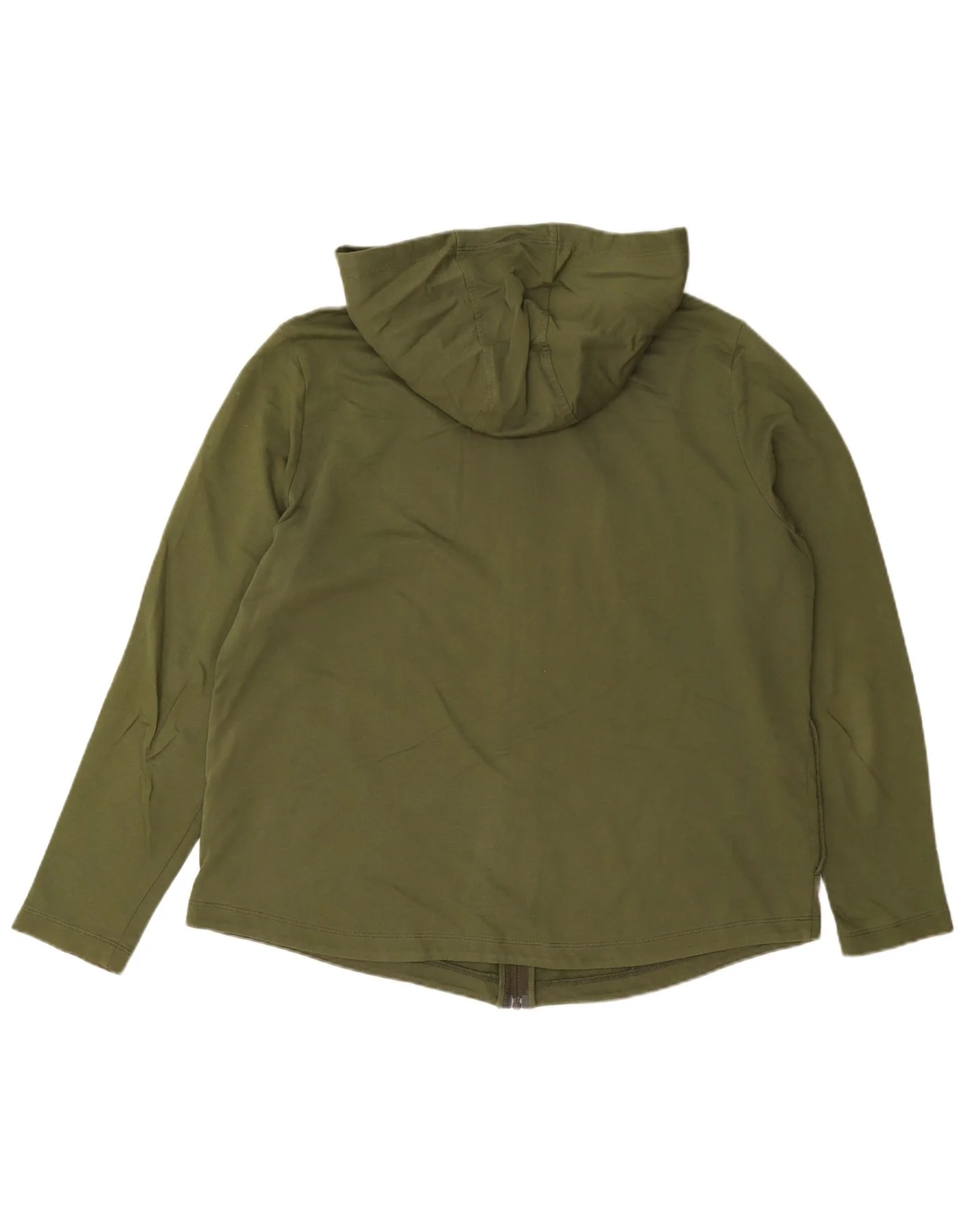 Marks & Spencer Womens Regular Fit Hoodie Jumper UK 16 Lagre Khaki Cotton - Image 2