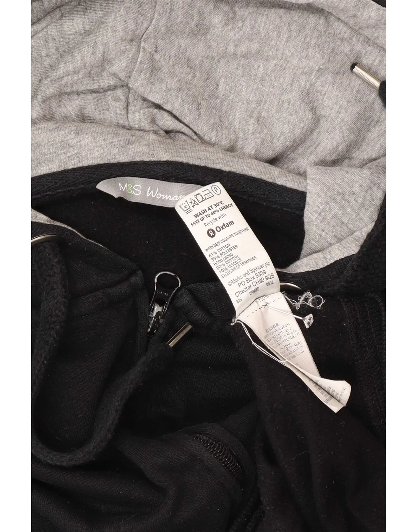 Marks & Spencer Womens Regular Fit Zip Hoodie Sweater UK 16 Large Black - Image 5