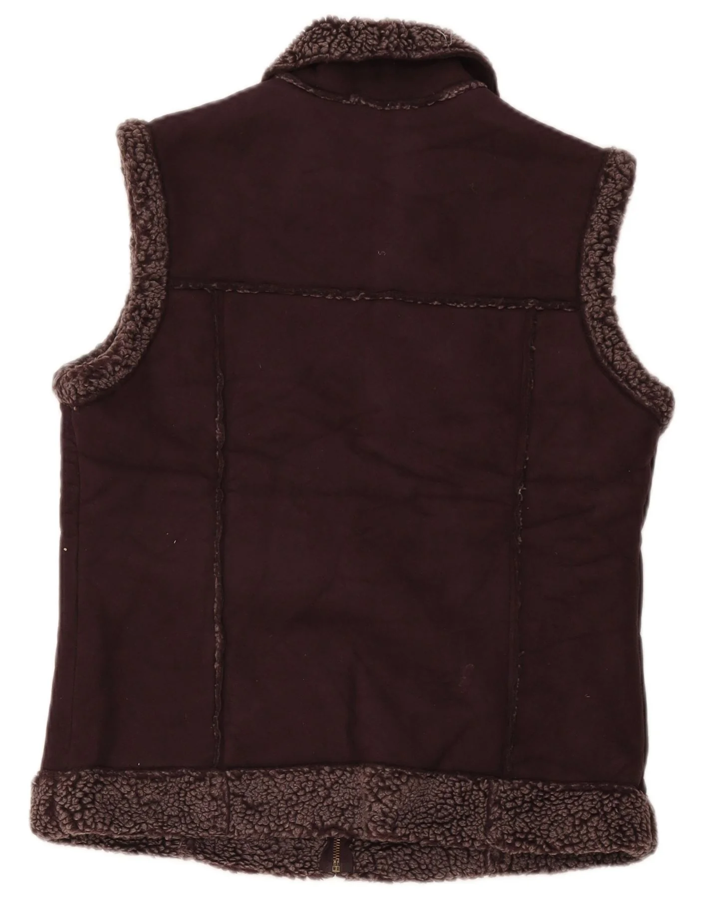 Marks & Spencer Womens Sherpa Gilet UK 12 Medium Burgundy Polyester - Image 2