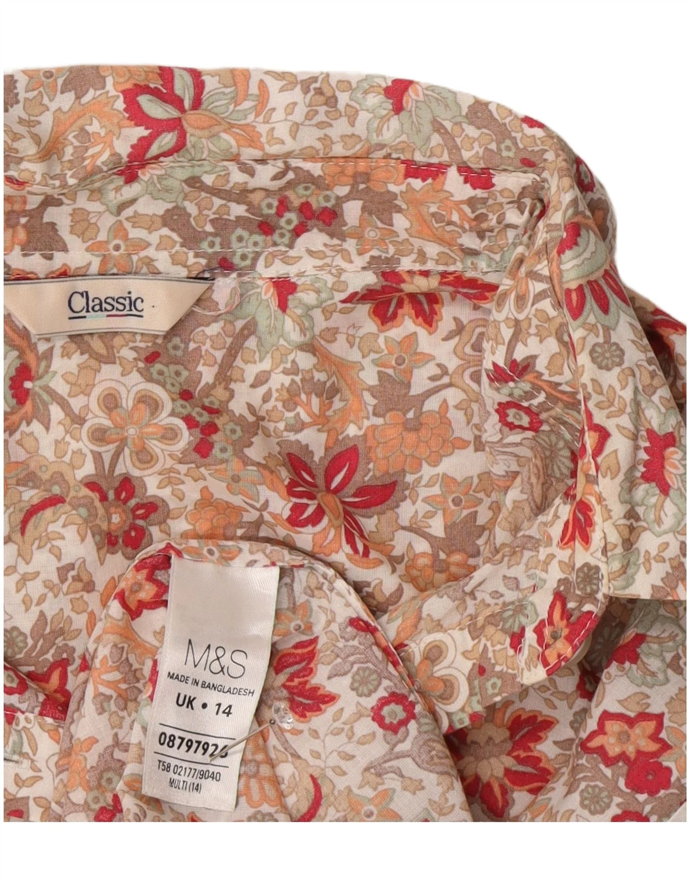 Marks & Spencer Womens Shirt UK 14 Large Multicoloured Floral Cotton - Image 4