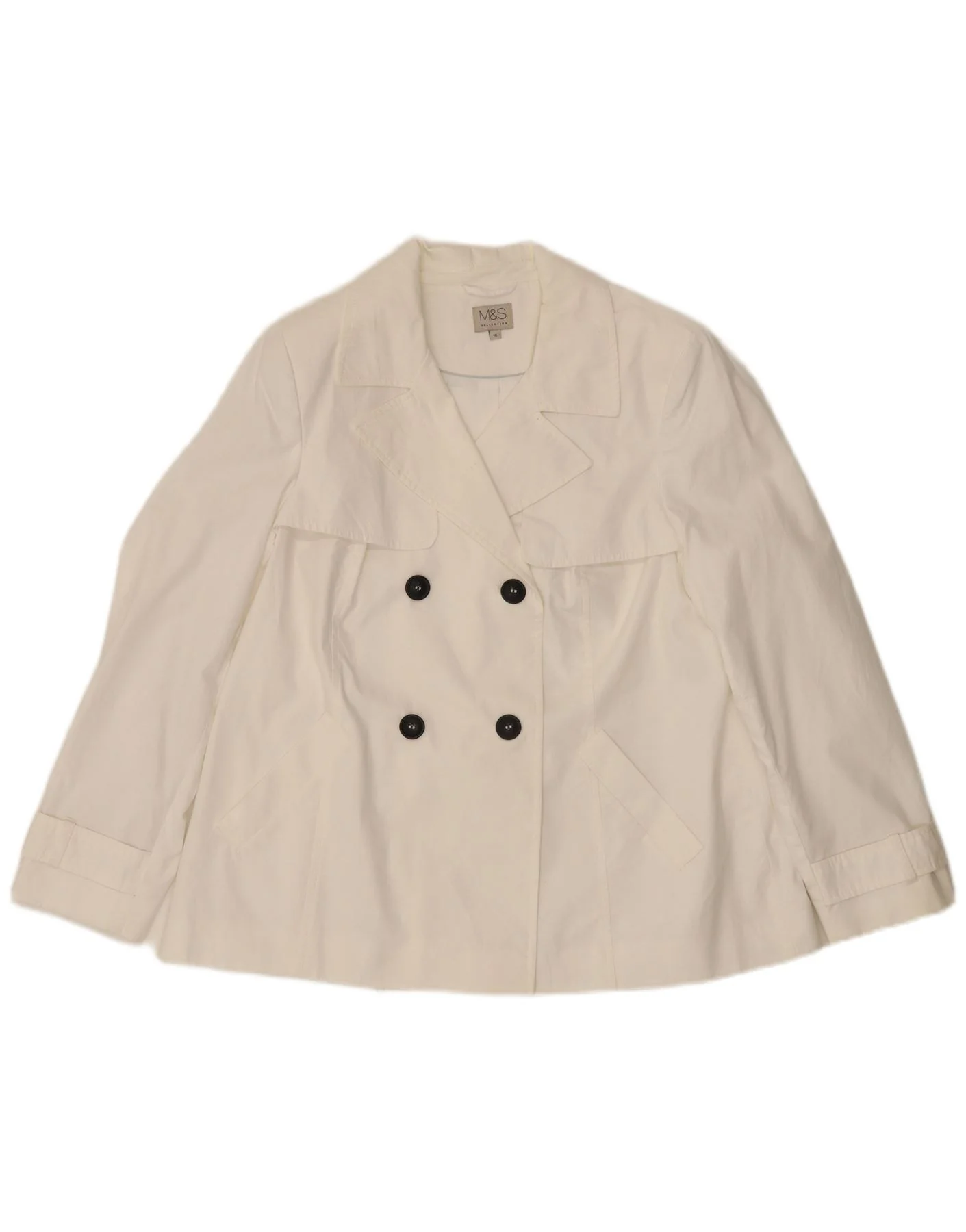 Marks & Spencer Womens Short Trench Coat UK 16 Large White Cotton