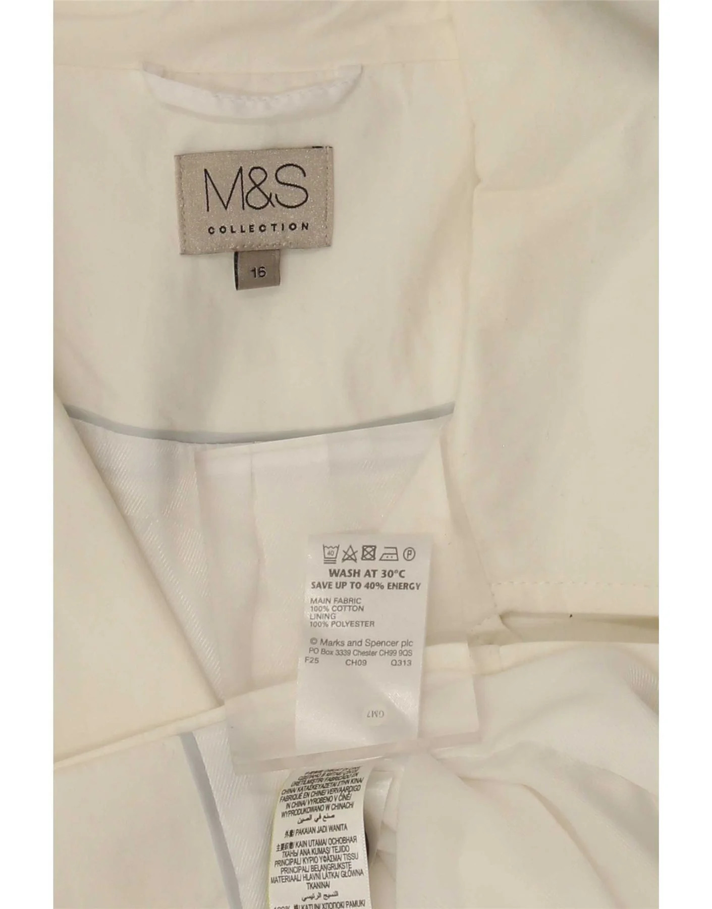 Marks & Spencer Womens Short Trench Coat UK 16 Large White Cotton - Image 4