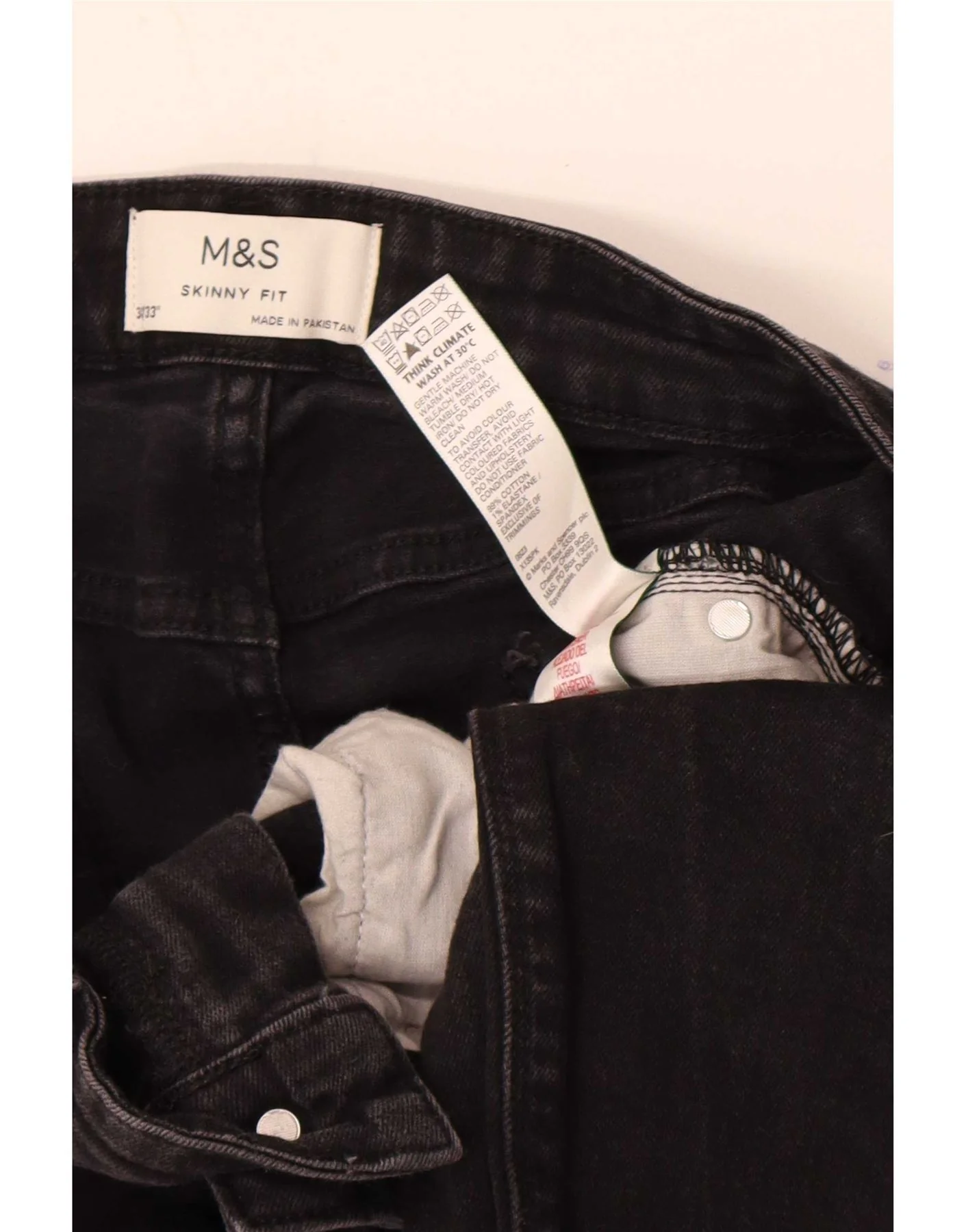 Marks & Spencer Womens Skinny Jeans W34 L33 Black Cotton - Image 3