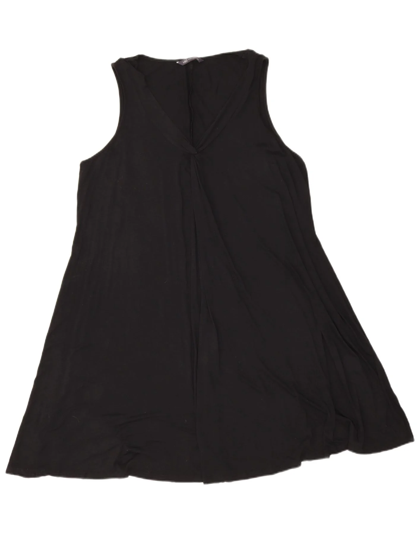 Marks & Spencer Womens Sleeveless A-Line Dress UK 16 Large Black Viscose