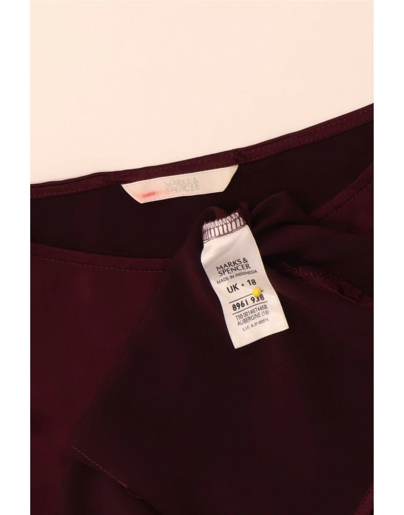 Marks & Spencer Womens Sleeveless Blouse Top UK 18 XL Burgundy Polyester - Image 3