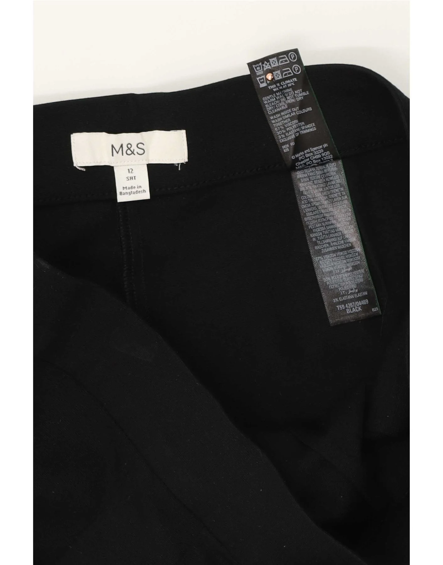 Marks & Spencer Womens Slim Cropped Trousers UK 12 Medium W30 L24 Black - Image 3