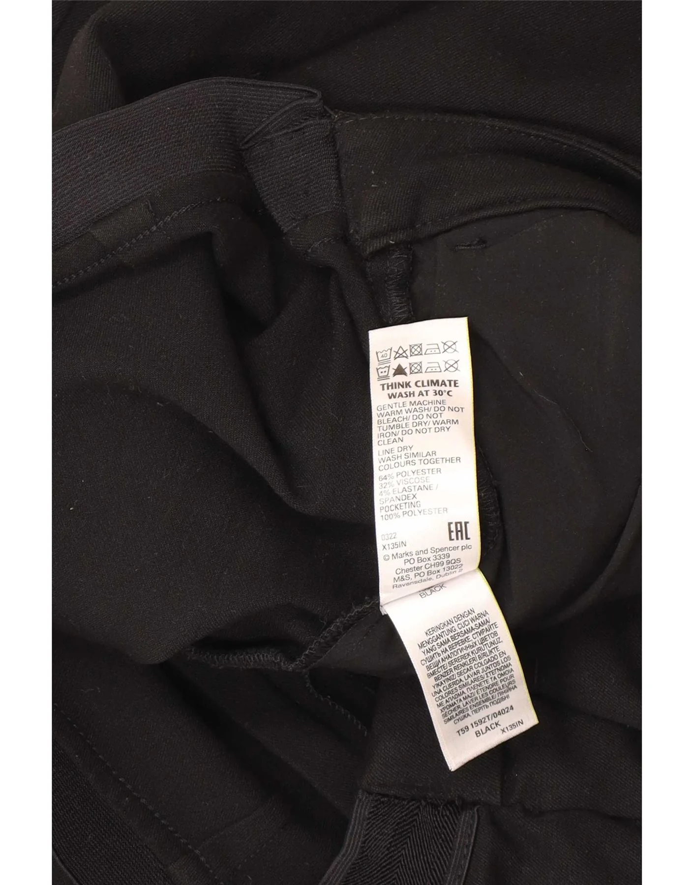 Marks & Spencer Womens Slim Cropped Trousers UK 20 2XL W40 L27 Black - Image 3