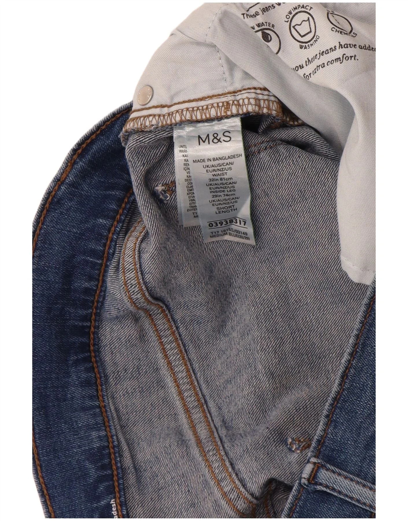 Marks & Spencer Womens Slim Jeans W32 L29 Blue Cotton - Image 3