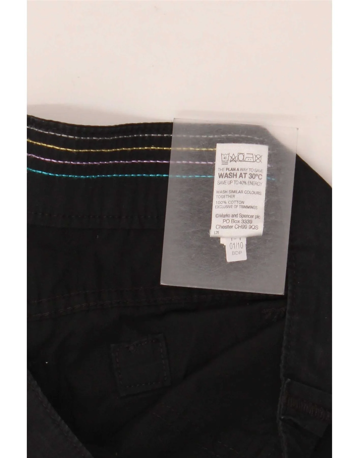 Marks & Spencer Womens Straight Capri Trousers UK 12 Medium W32 L20 Black - Image 3