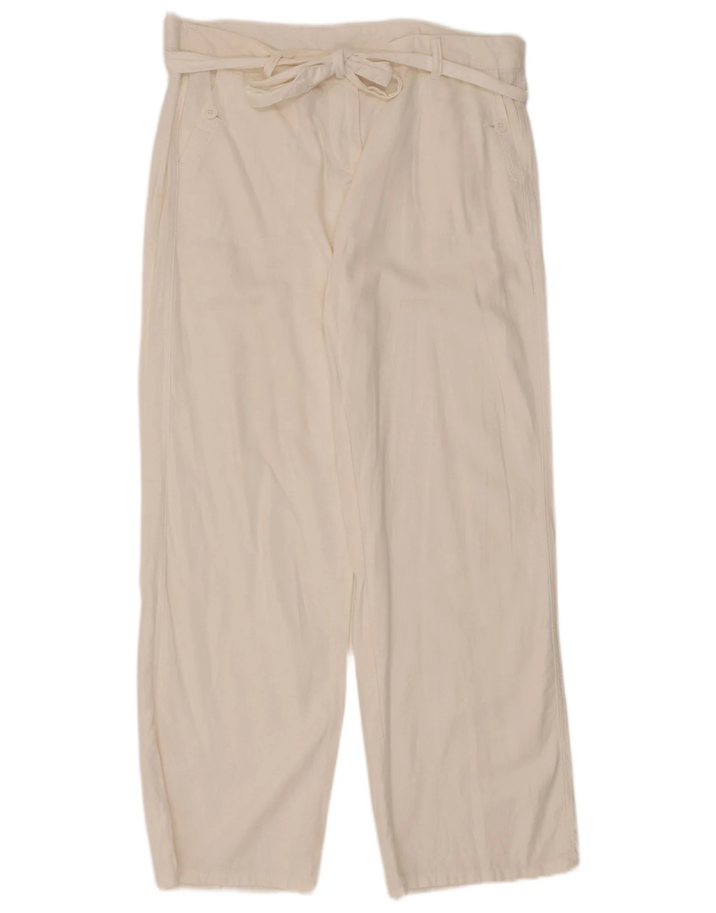 Marks & Spencer Womens Straight Casual Trousers UK 14 Large W38 L30 White