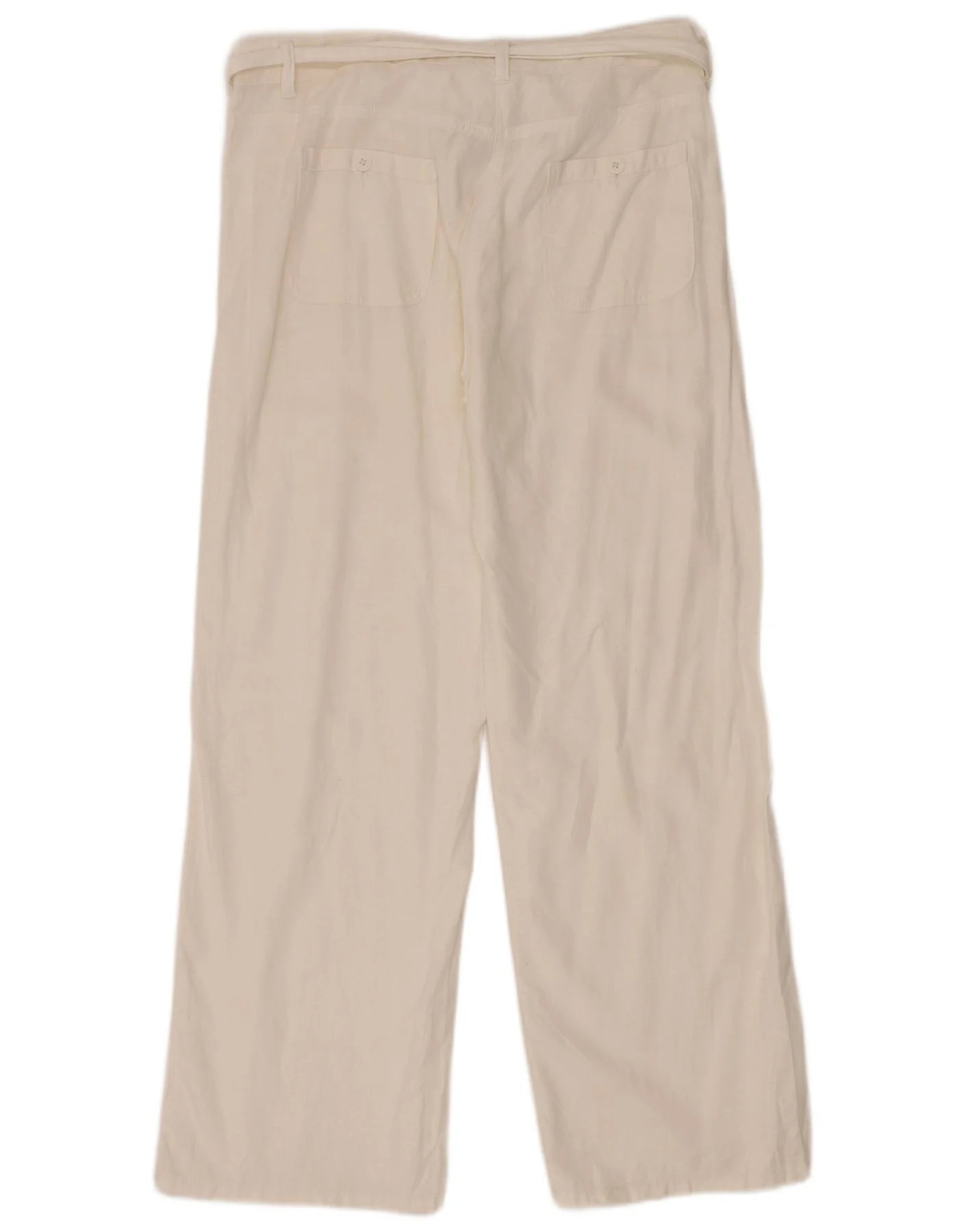Marks & Spencer Womens Straight Casual Trousers UK 14 Large W38 L30 White - Image 2