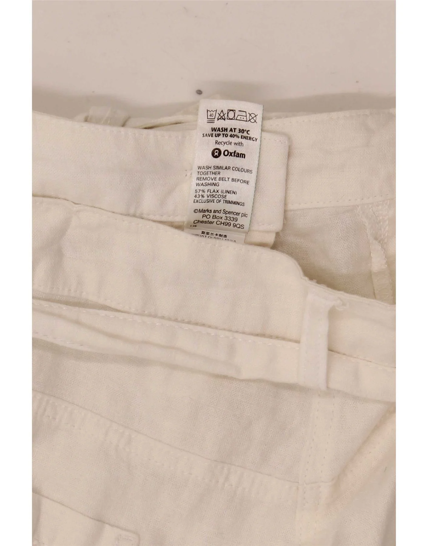 Marks & Spencer Womens Straight Casual Trousers UK 14 Large W38 L30 White - Image 6