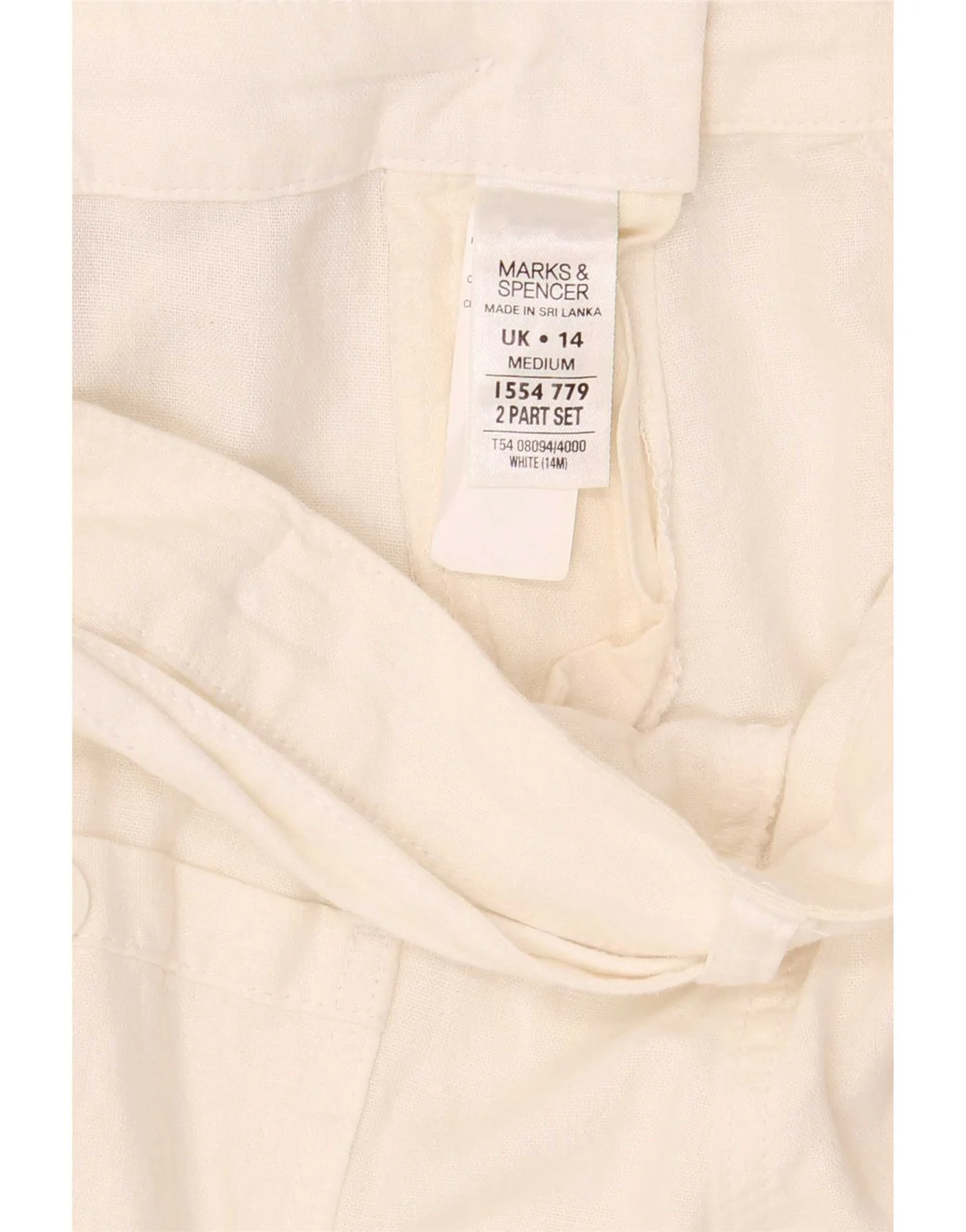 Marks & Spencer Womens Straight Casual Trousers UK 14 Large W38 L30 White - Image 7
