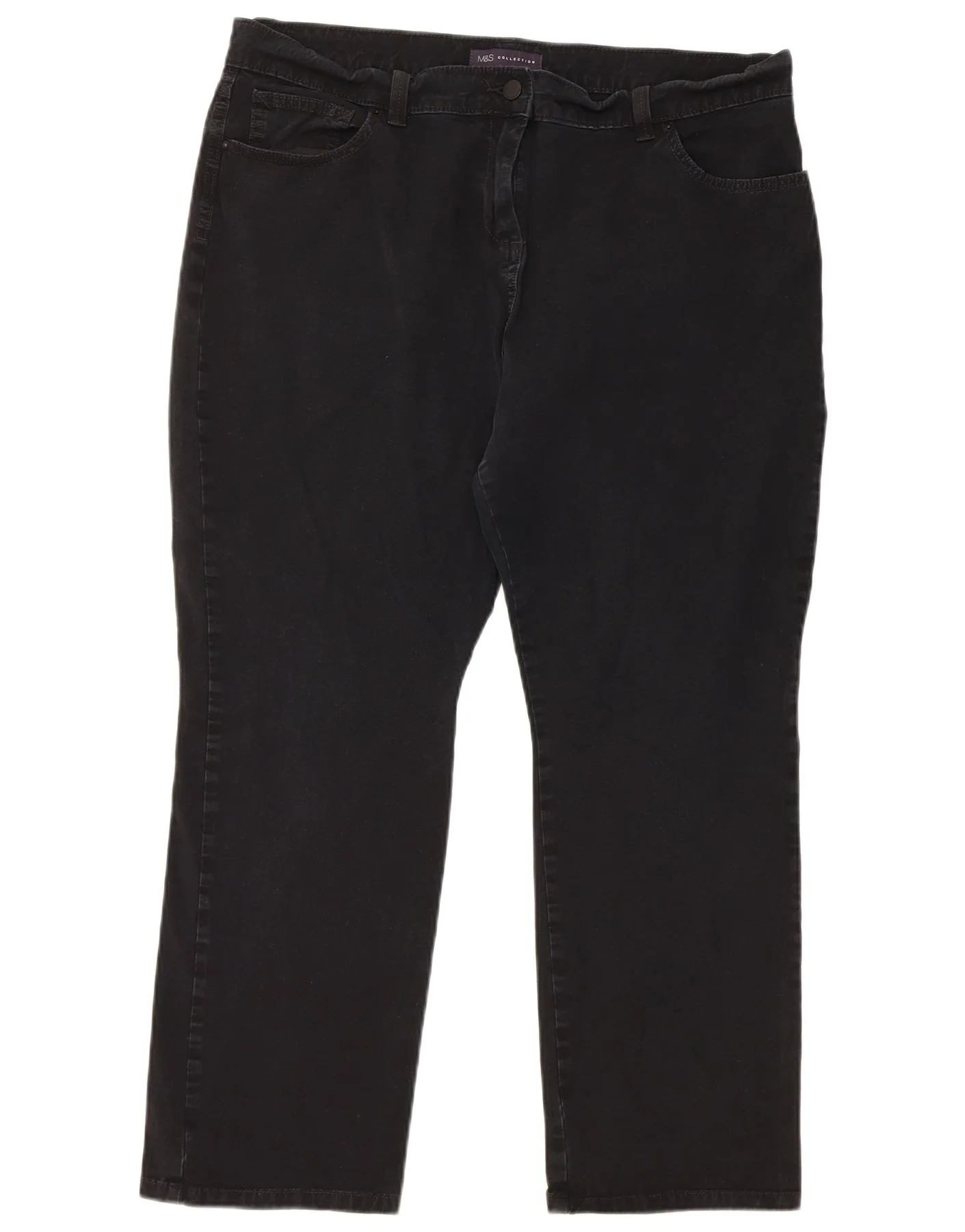 Marks & Spencer Womens Straight Casual Trousers UK 18 XL W38 L26 Black
