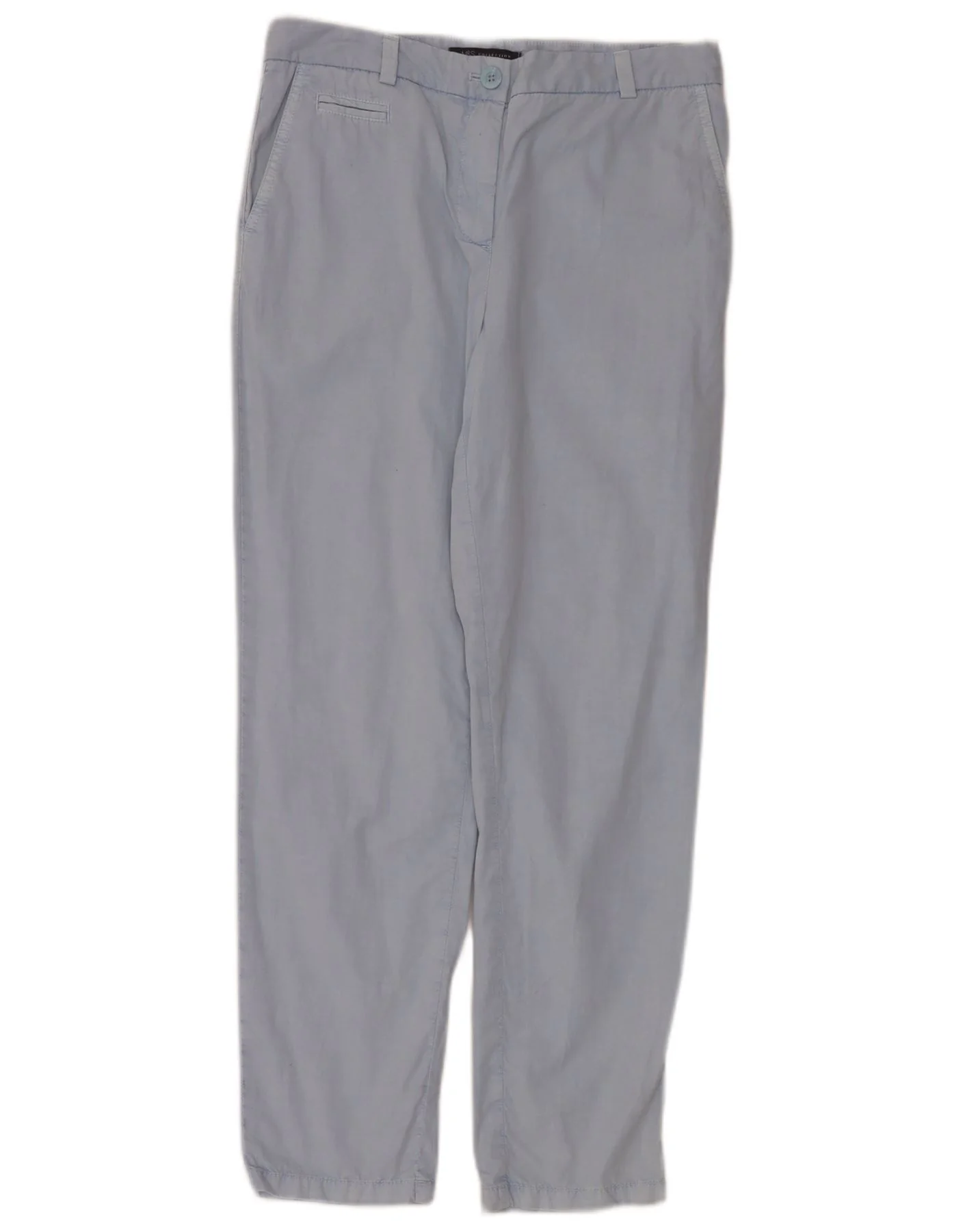 Marks & Spencer Womens Straight Chino Trousers UK 10 Small W30 L28 Blue