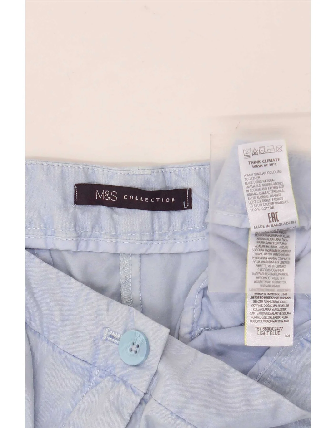 Marks & Spencer Womens Straight Chino Trousers UK 10 Small W30 L28 Blue - Image 3