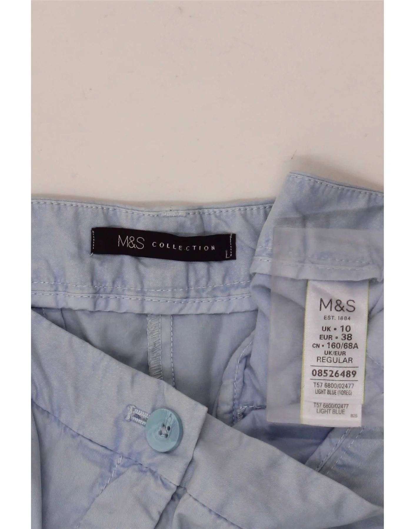 Marks & Spencer Womens Straight Chino Trousers UK 10 Small W30 L28 Blue - Image 4