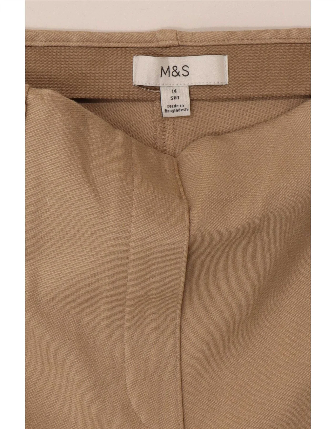 Marks & Spencer Womens Straight Chino Trousers UK 14 Large W32 L27 Beige - Image 3