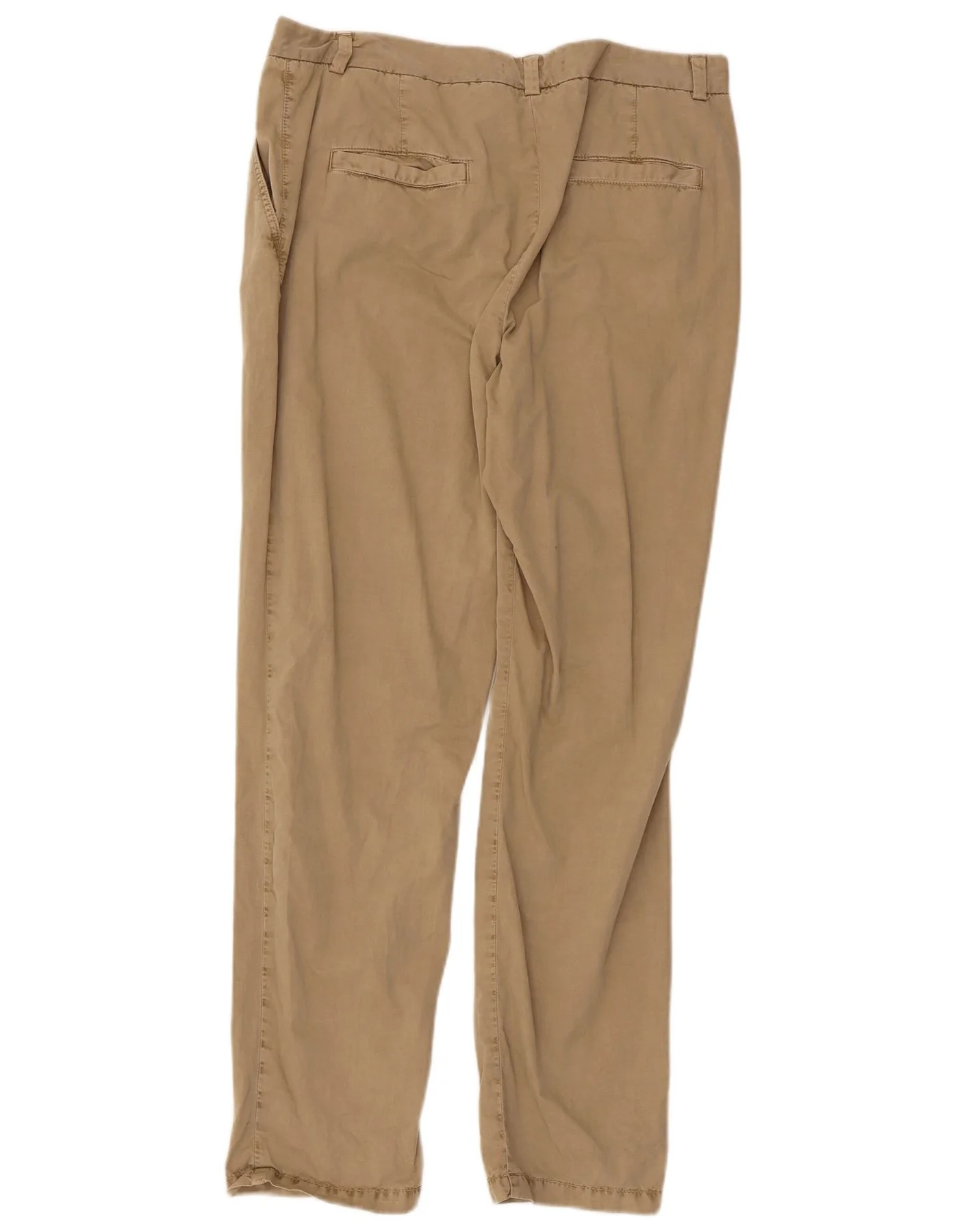 Marks & Spencer Womens Straight Chino Trousers UK 14 Large W32 L29 Beige - Image 2
