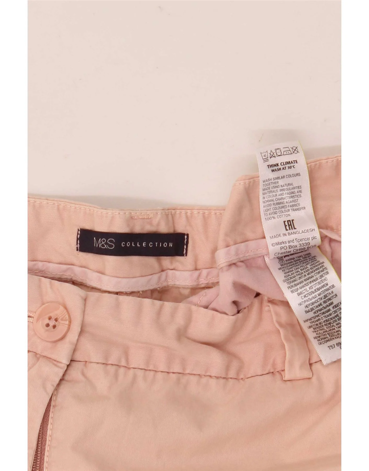 Marks & Spencer Womens Straight Chino Trousers UK 14 Large W34 L28 Pink - Image 4