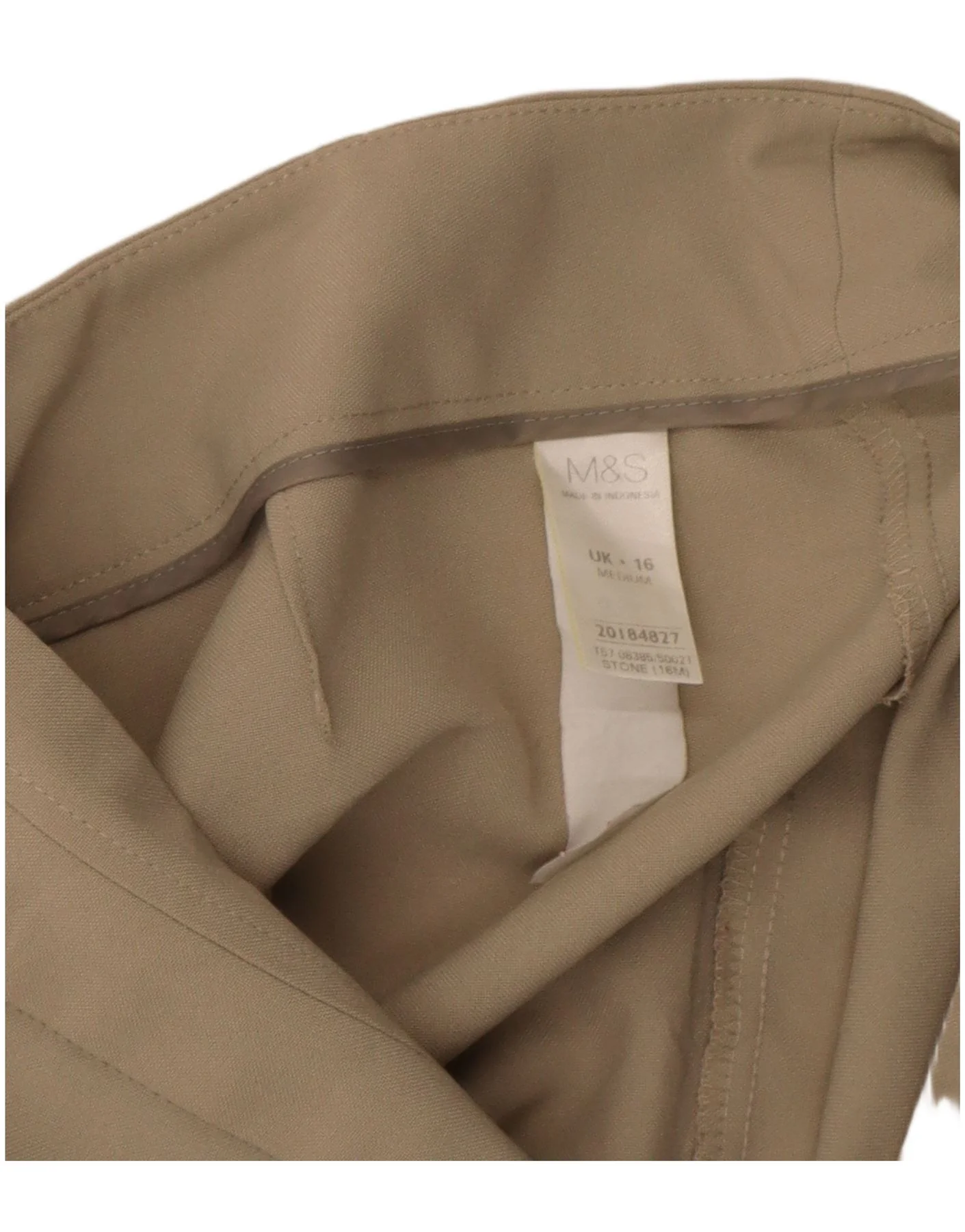 Marks & Spencer Womens Straight Chino Trousers UK 16 Large W34 L30 Beige - Image 4