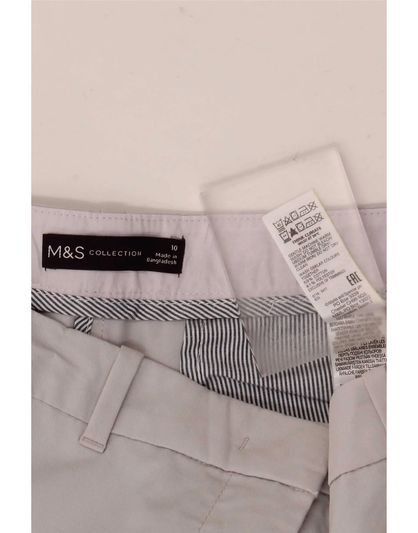 Marks & Spencer Womens Straight Cropped Trousers UK 10 Small W32 L25 Grey - Image 3